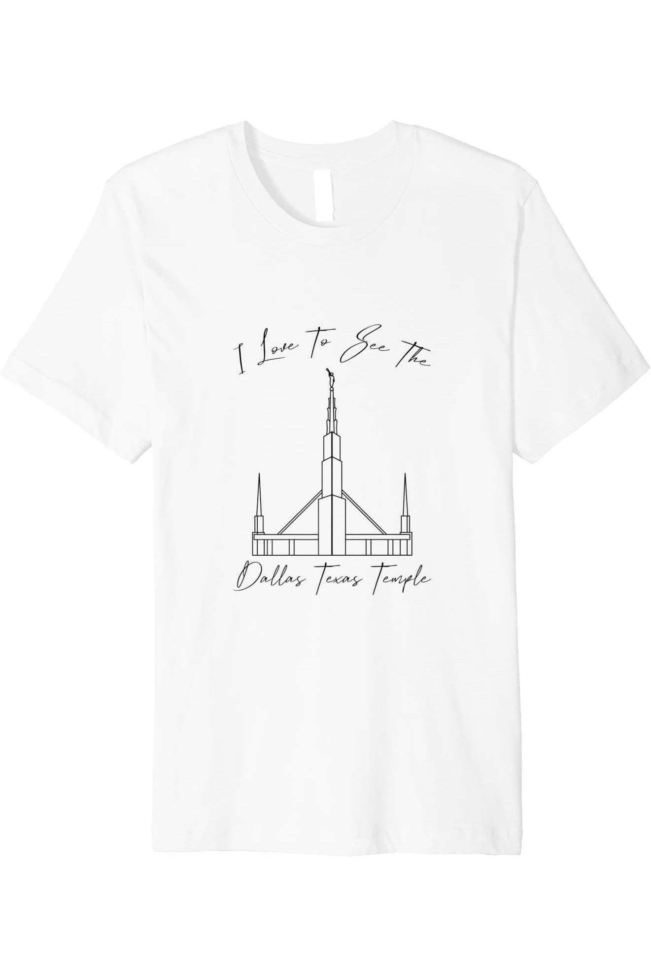 Dallas Texas Temple T-Shirt - Premium - Calligraphy Style (English) US