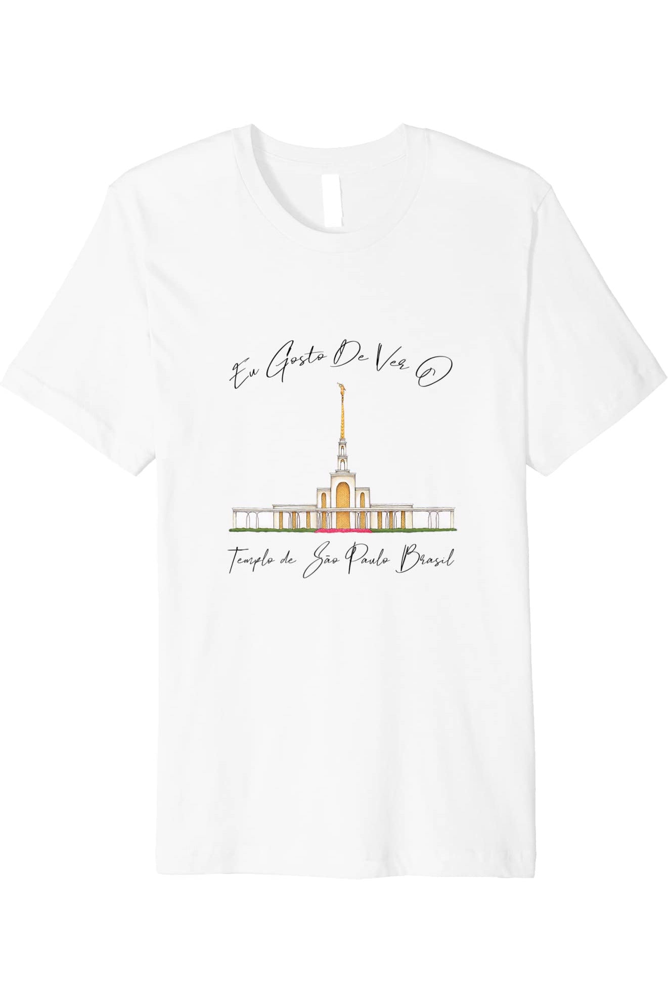 Templo de Manaus Brasil T-Shirt - Premium - Calligraphy Style (Portuguese) US