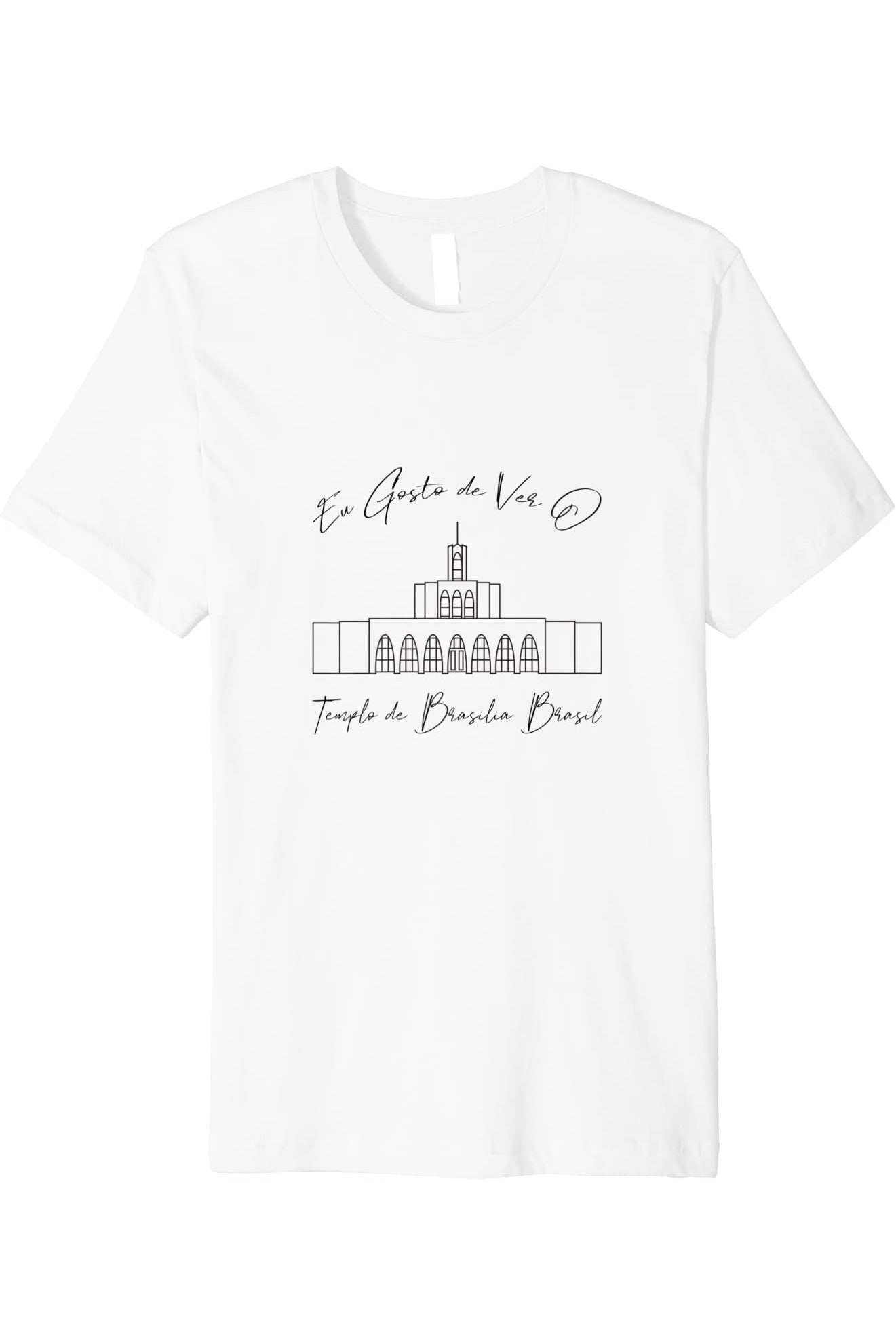 Brasilia Brazil Temple T-Shirt - Premium - Calligraphy Style (Portuguese) US