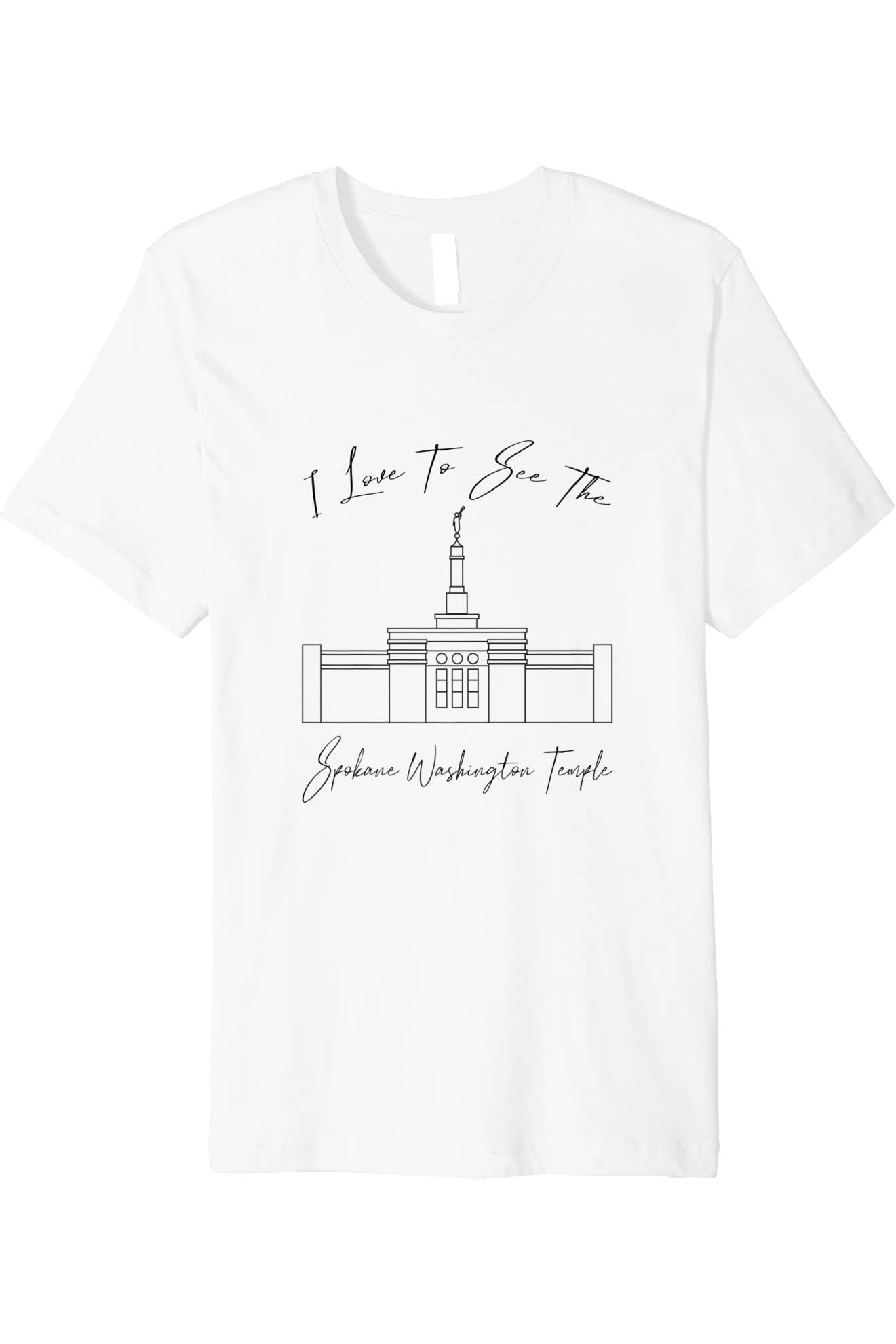 Spokane Washington Temple T-Shirt - Premium - Calligraphy Style (English) US