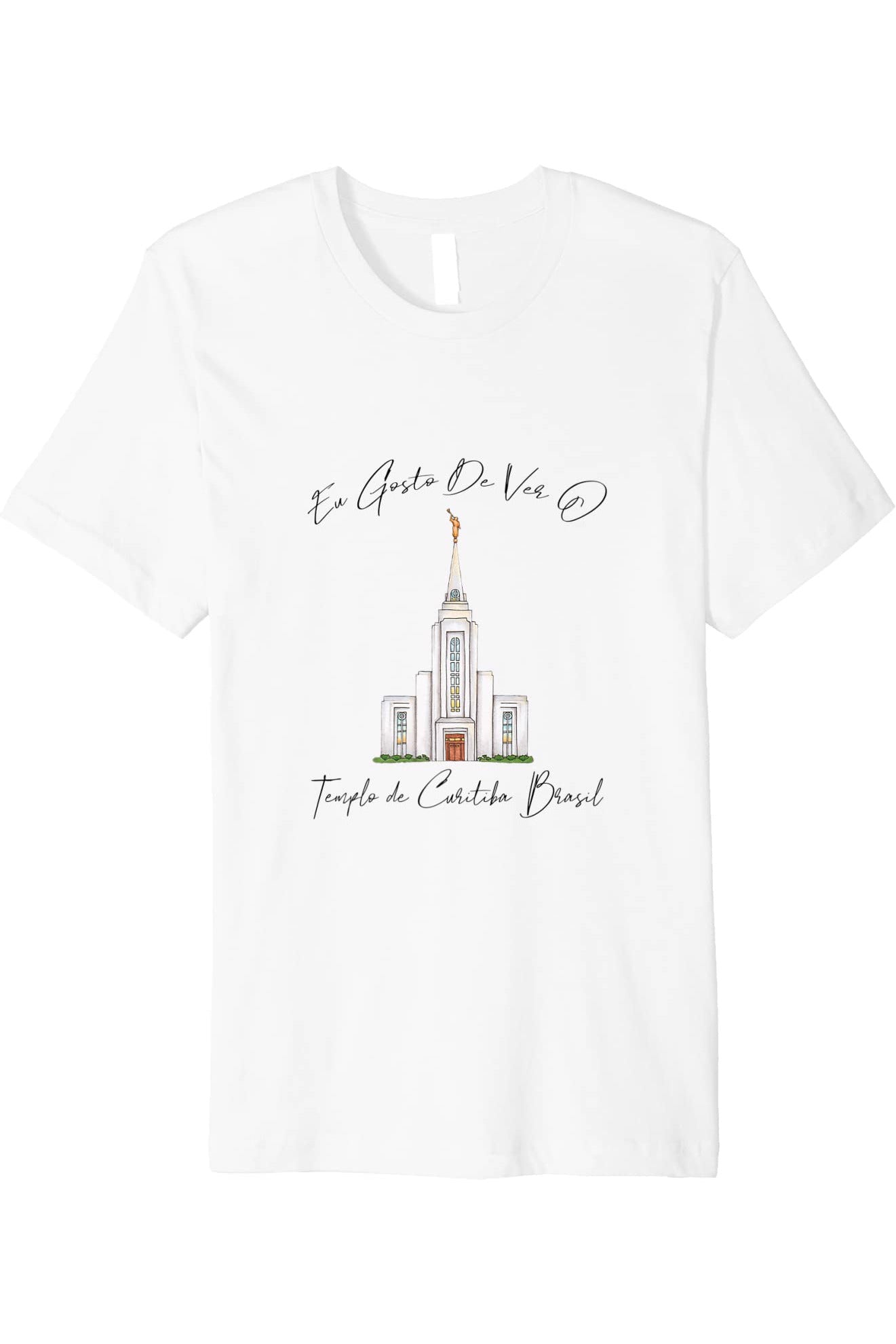 Templo de Manaus Brasil T-Shirt - Premium - Calligraphy Style (Portuguese) US