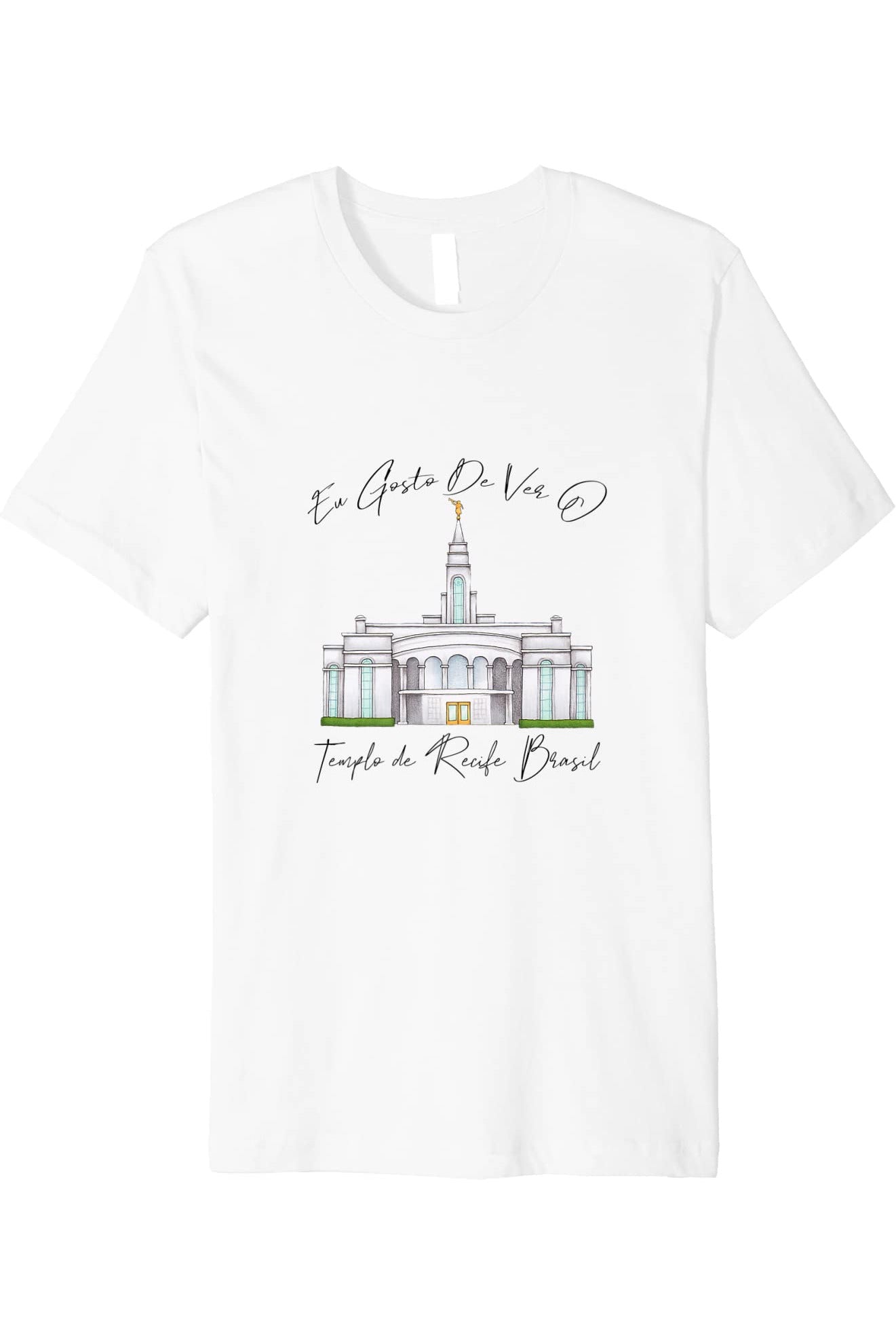 Templo de Manaus Brasil T-Shirt - Premium - Calligraphy Style (Portuguese) US