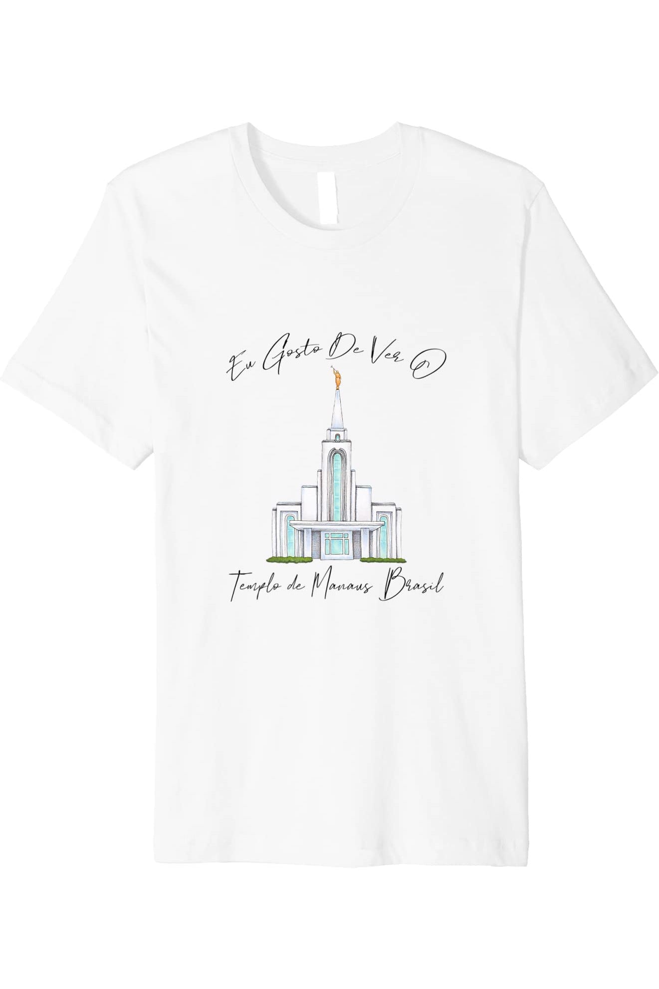 Templo de Manaus Brasil T-Shirt - Premium - Calligraphy Style (Portuguese) US
