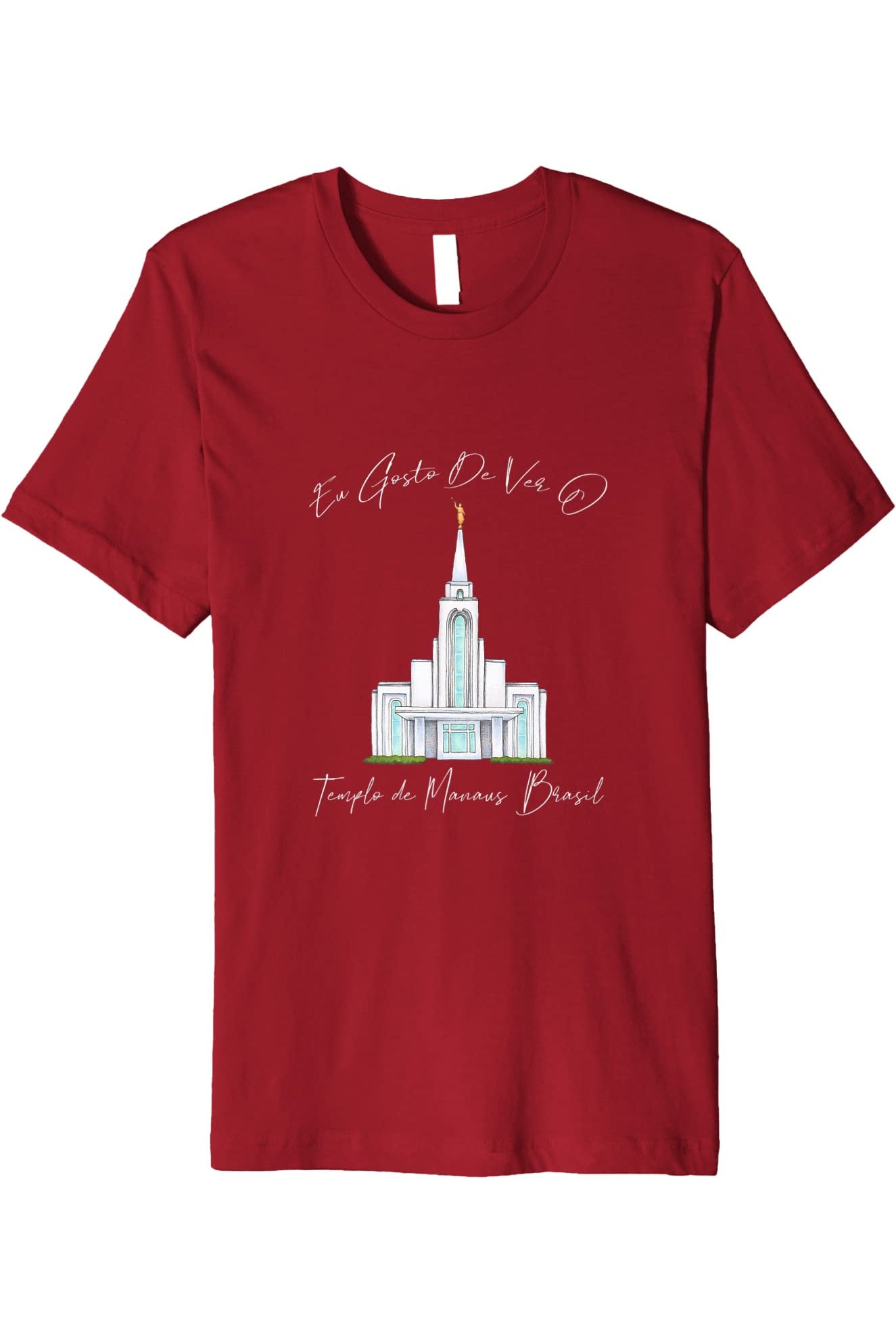 Templo de Manaus Brasil T-Shirt - Premium - Calligraphy Style (Portuguese) US
