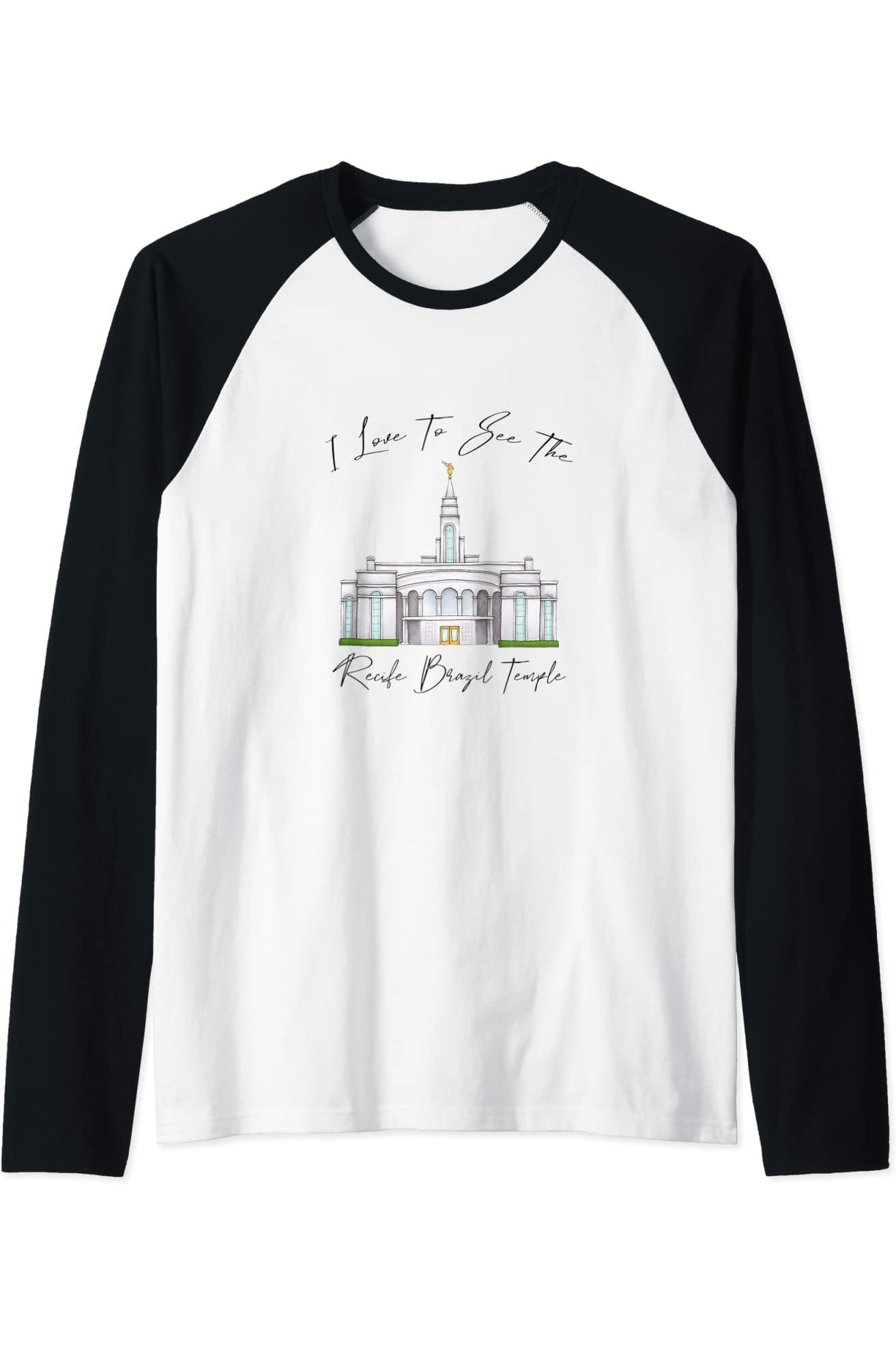 Recife Brazil Temple Raglan - Calligraphy Style (English) US