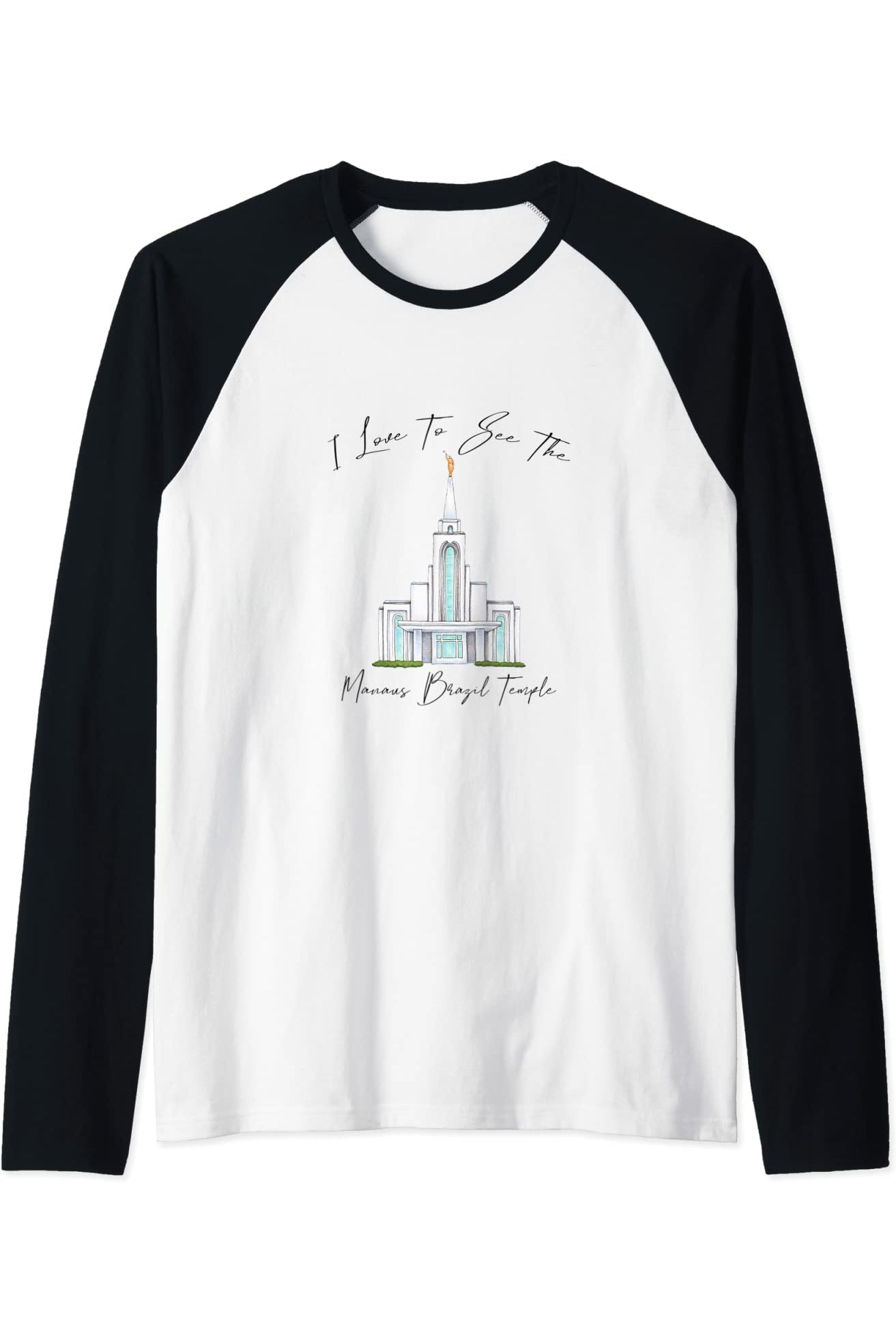 Manaus Brazil Temple Raglan - Calligraphy Style (English) US