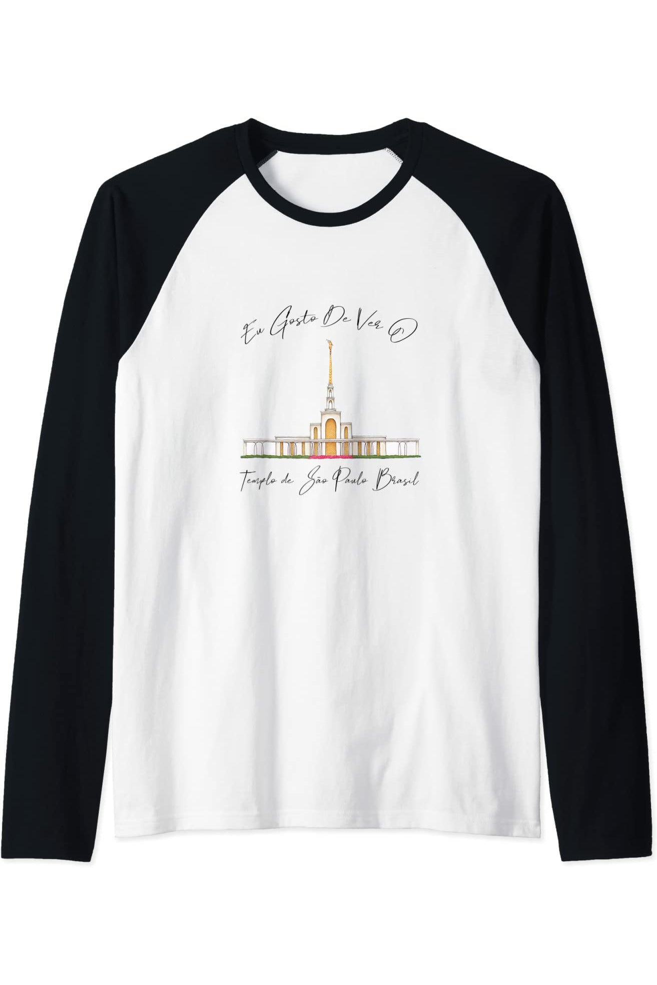 Templo de Manaus Brasil Raglan - Calligraphy Style (Portuguese) US