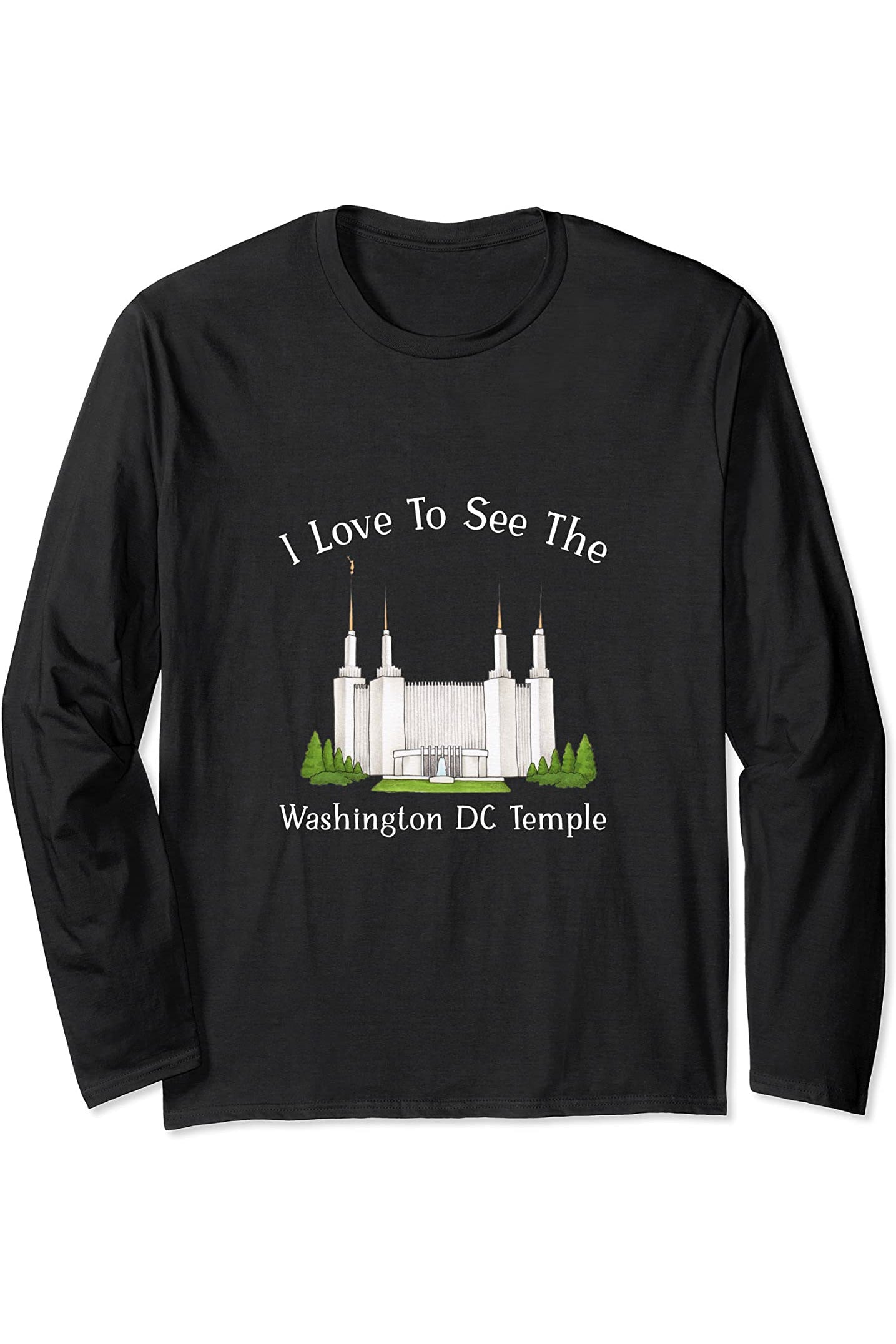 Washington DC Temple Long Sleeve T-Shirt - Happy Style (English) US
