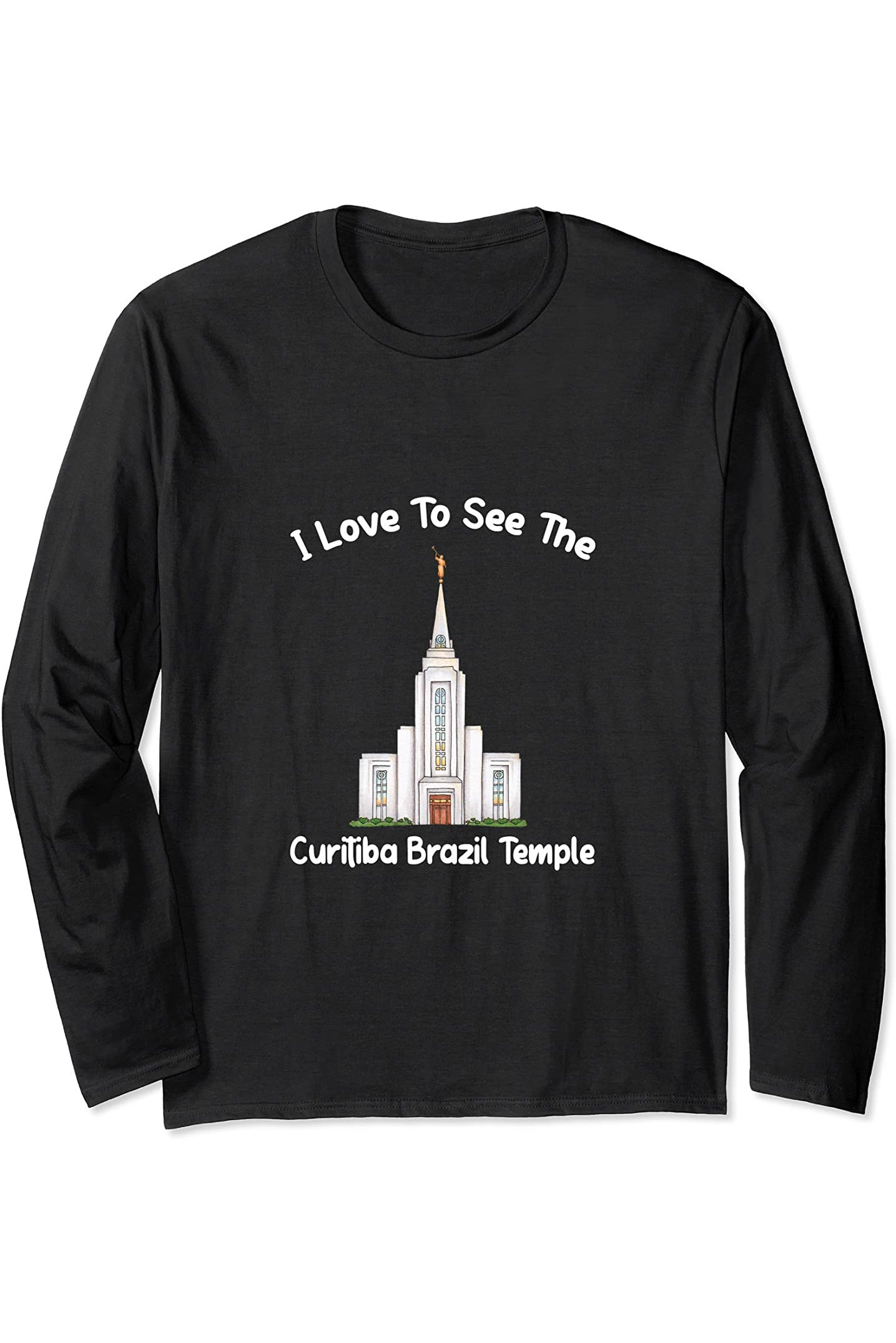 Curitiba Brazil Temple Long Sleeve T-Shirt - Primary Style (English) US
