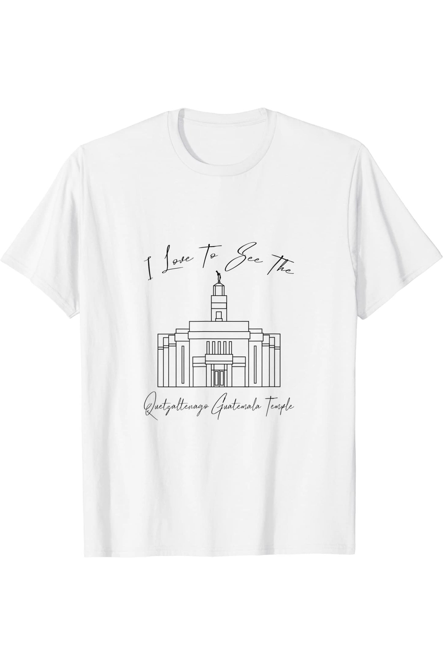 Quetzaltenango Guatemala Temple T-Shirt - Calligraphy Style (English) US