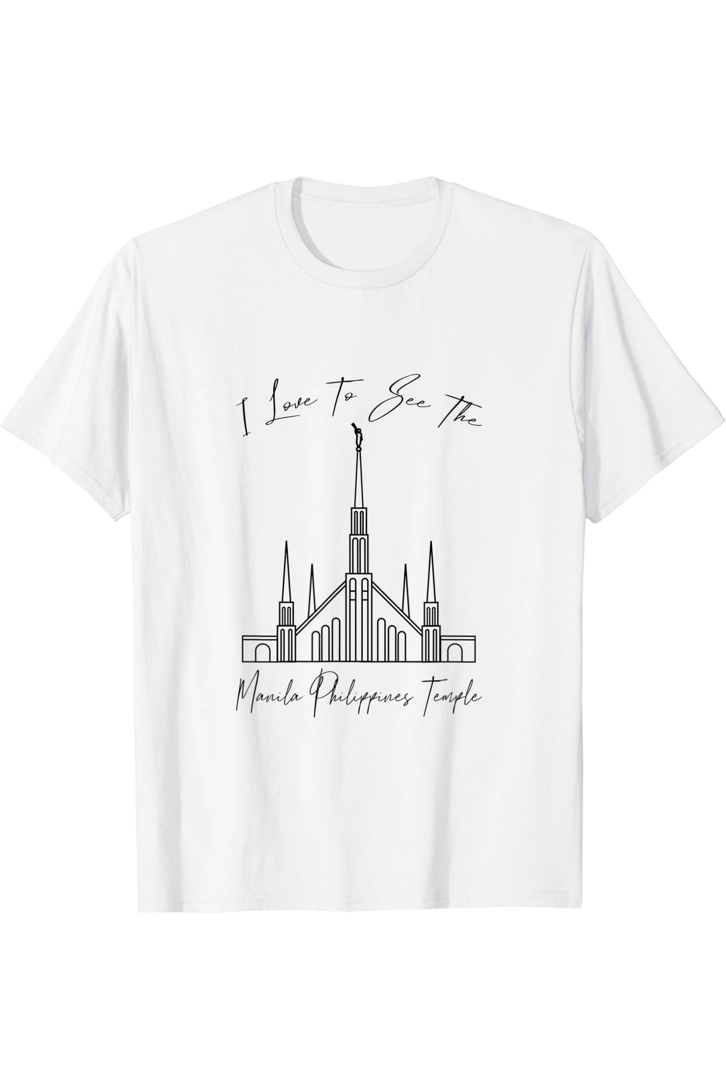 Manila Philippines Temple T-Shirt - Calligraphy Style (English) US