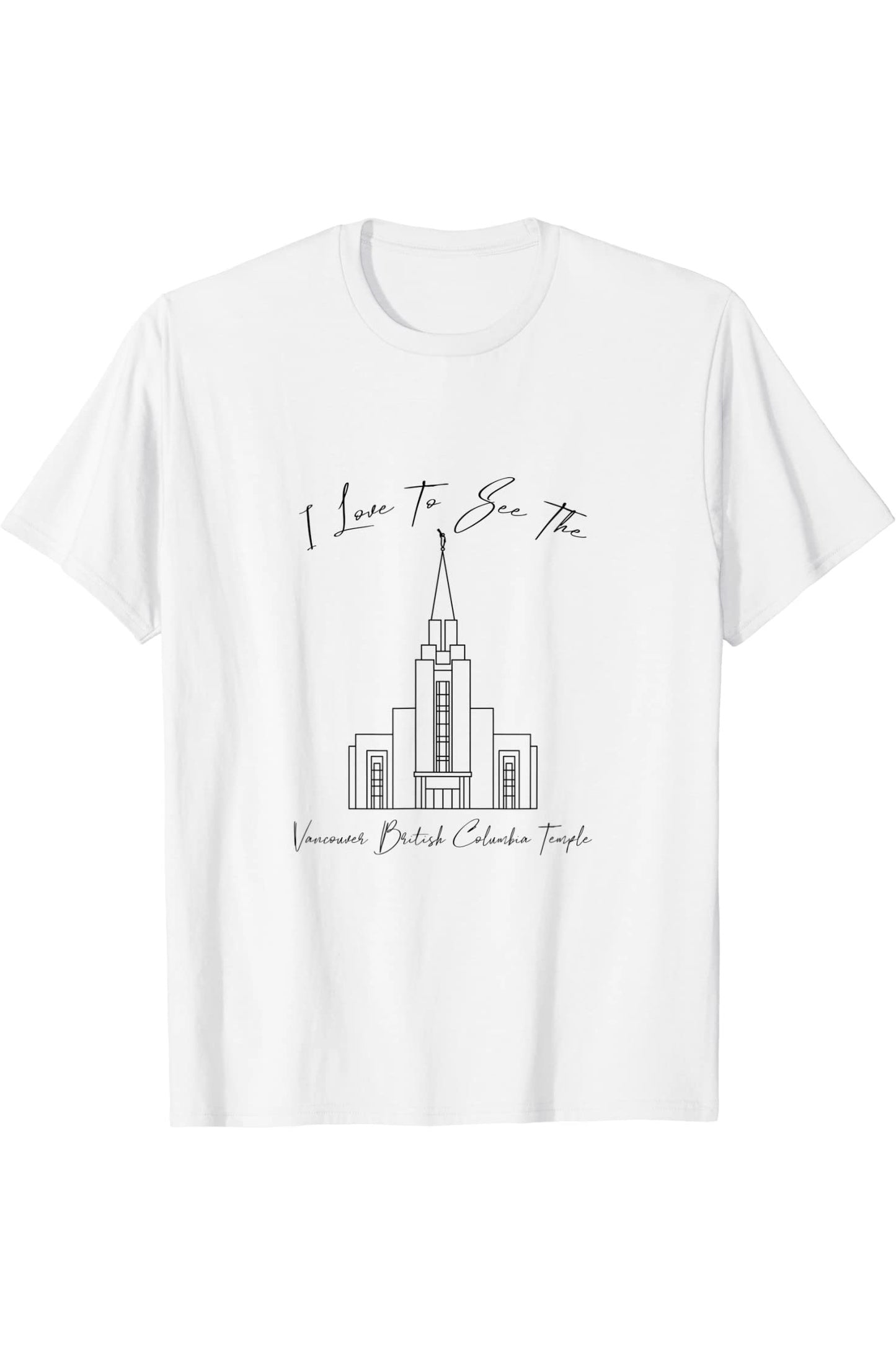 Vancouver British Columbia Temple T-Shirt - Calligraphy Style (English) US