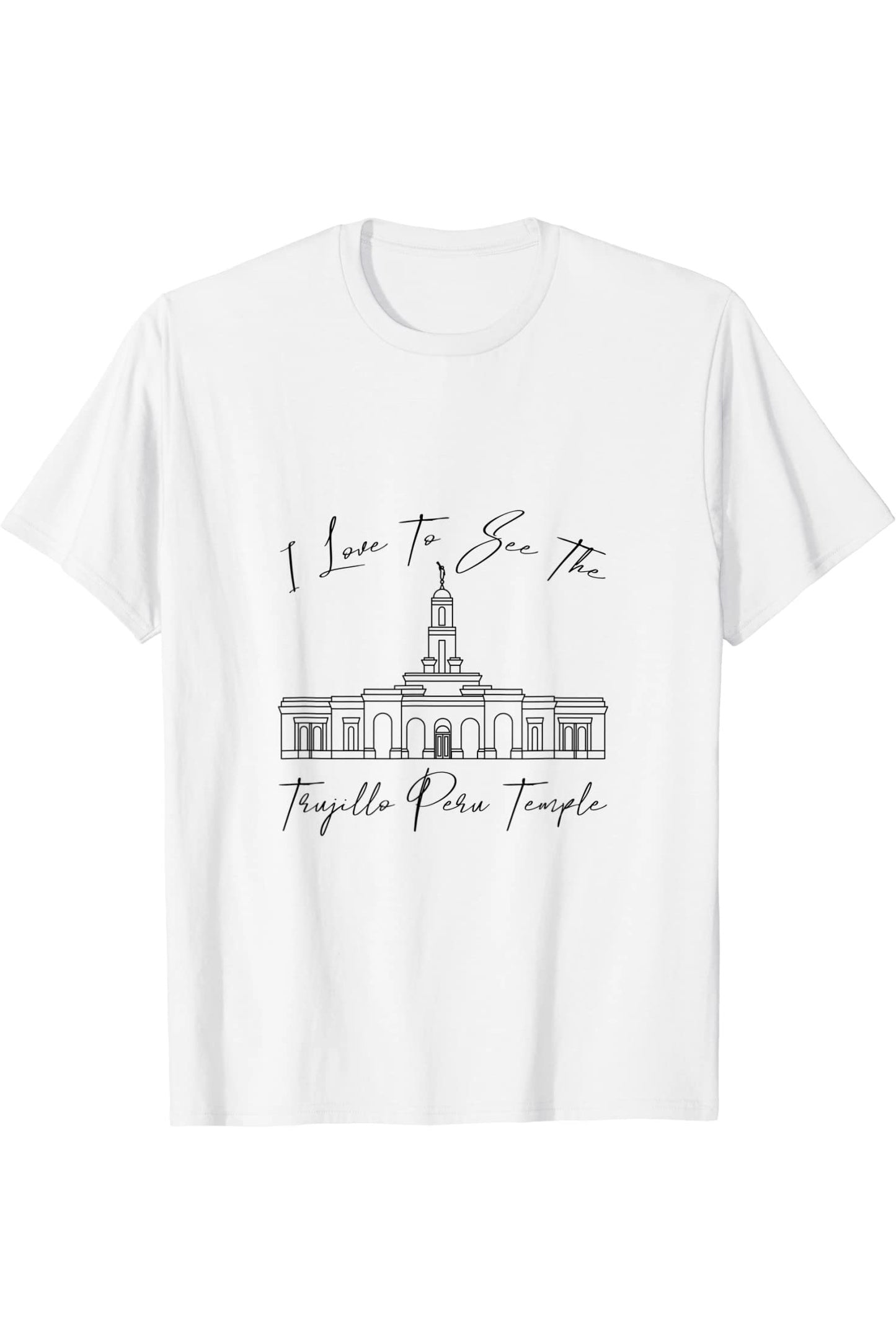 Trujillo Peru Temple T-Shirt - Calligraphy Style (English) US
