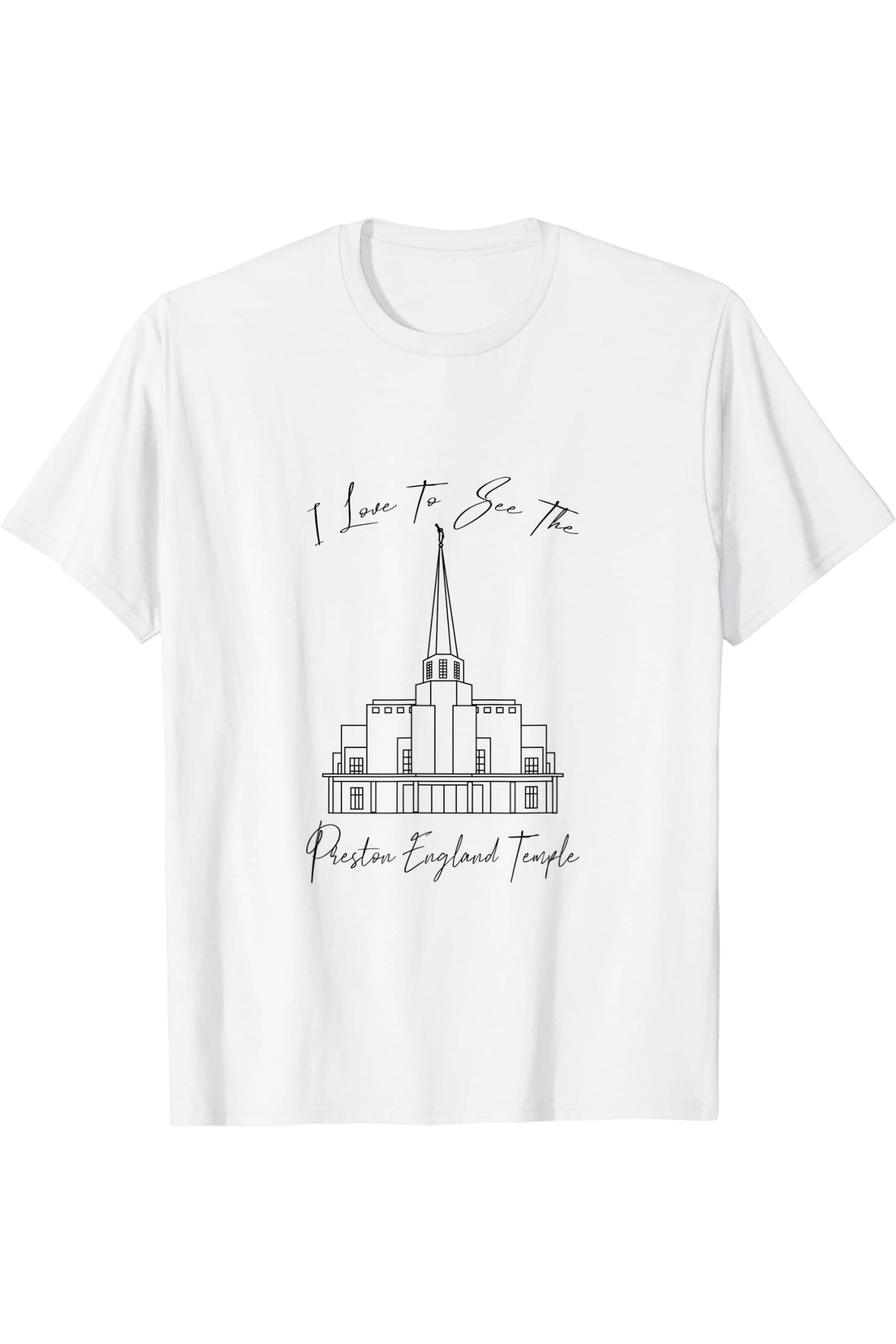 Preston England Temple T-Shirt - Calligraphy Style (English) US