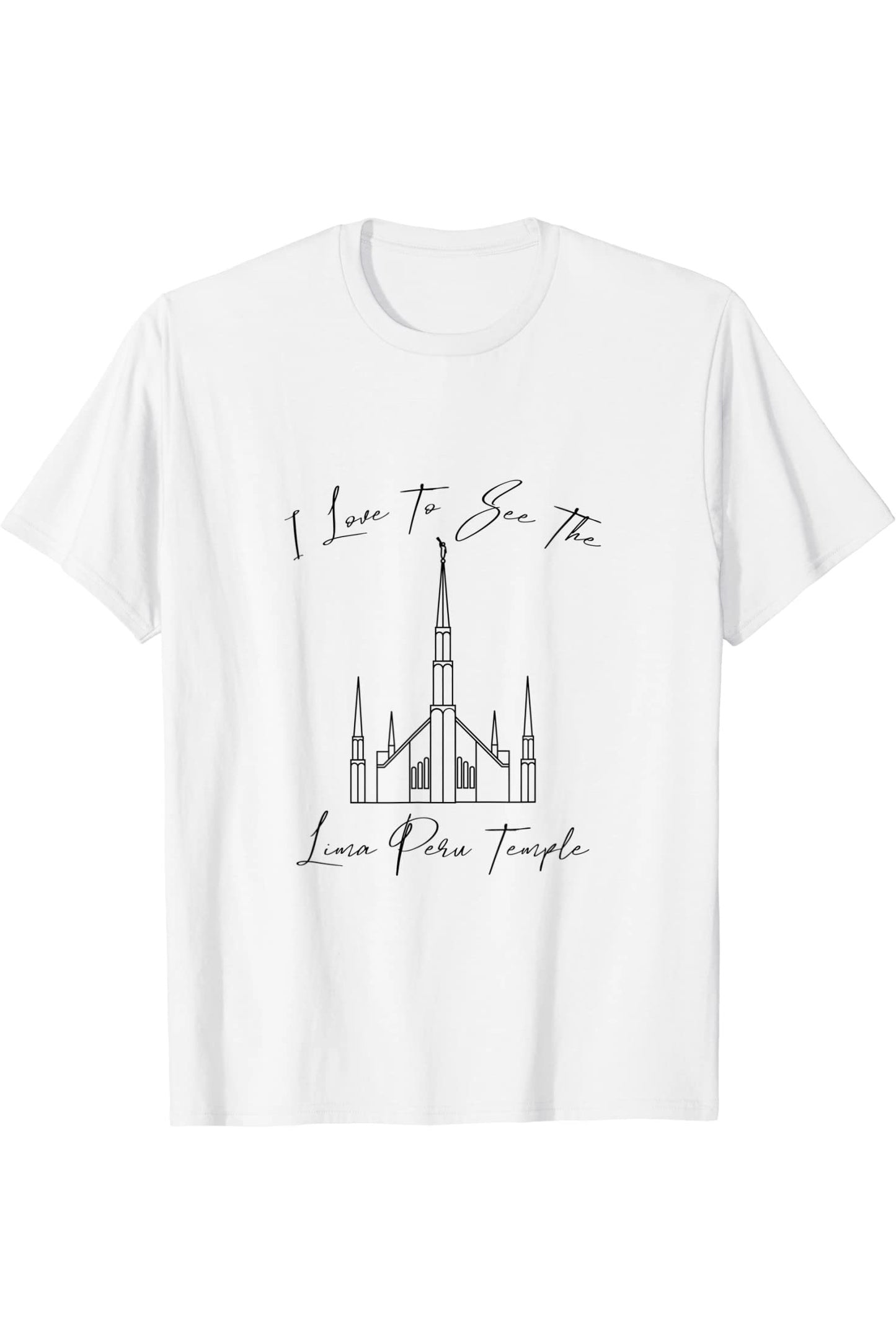 Lima Peru Temple T-Shirt - Calligraphy Style (English) US