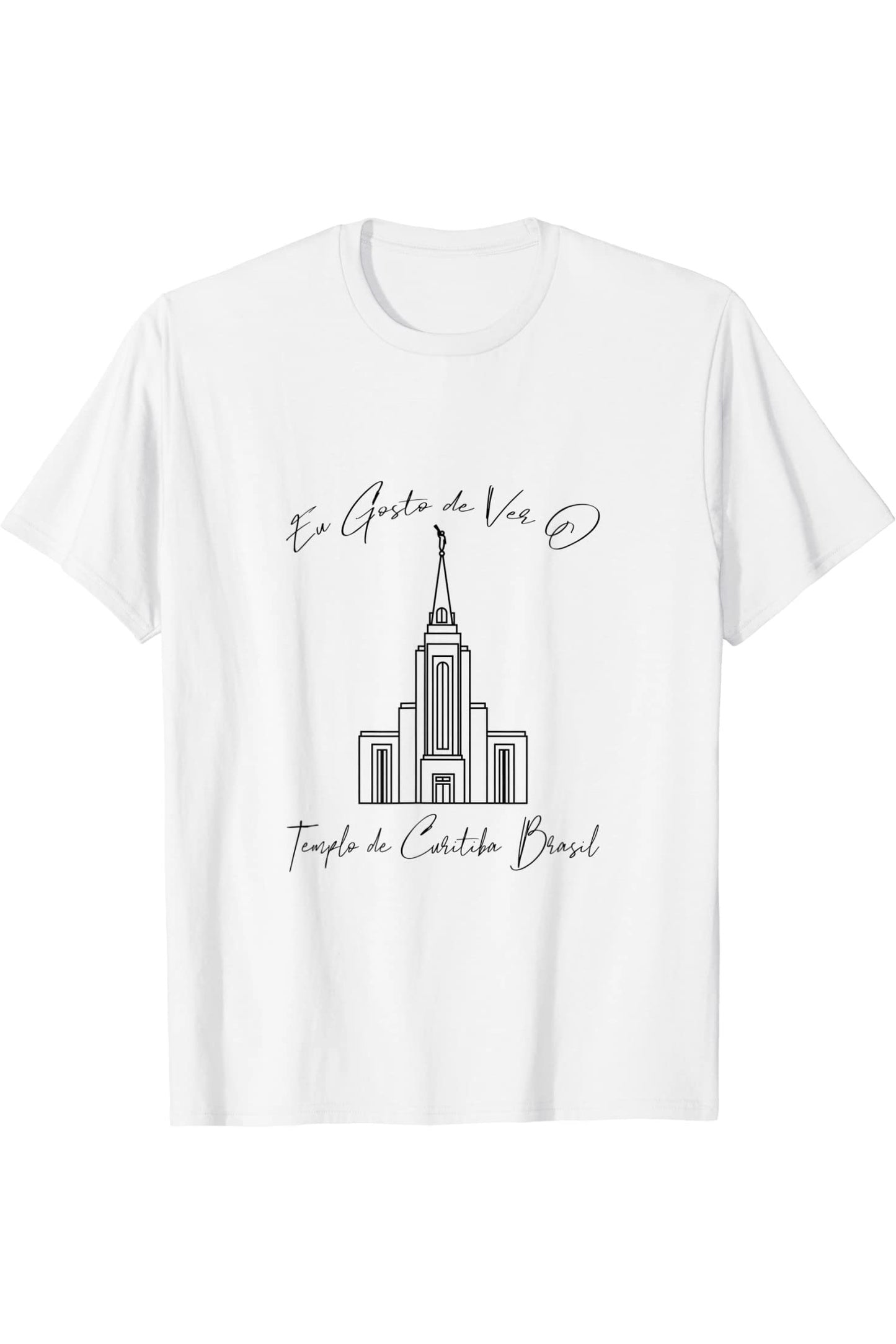 Curitiba Brazil Temple T-Shirt - Calligraphy Style (Portuguese) US