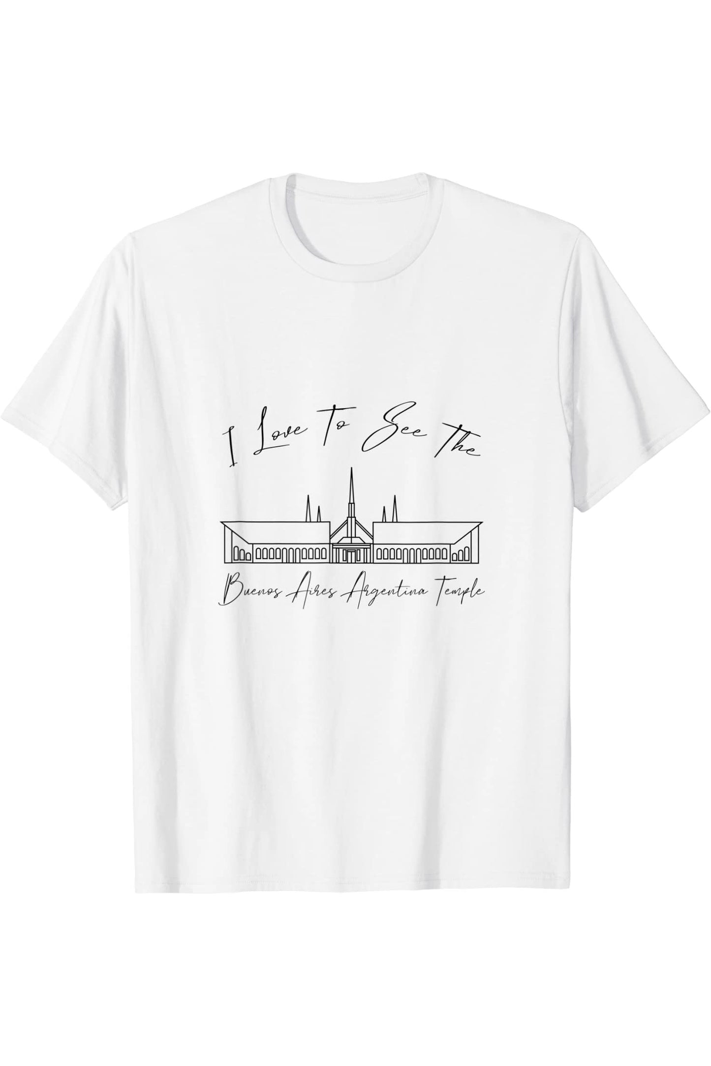 Buenos Aires Argentina Temple T-Shirt - Calligraphy Style (English) US