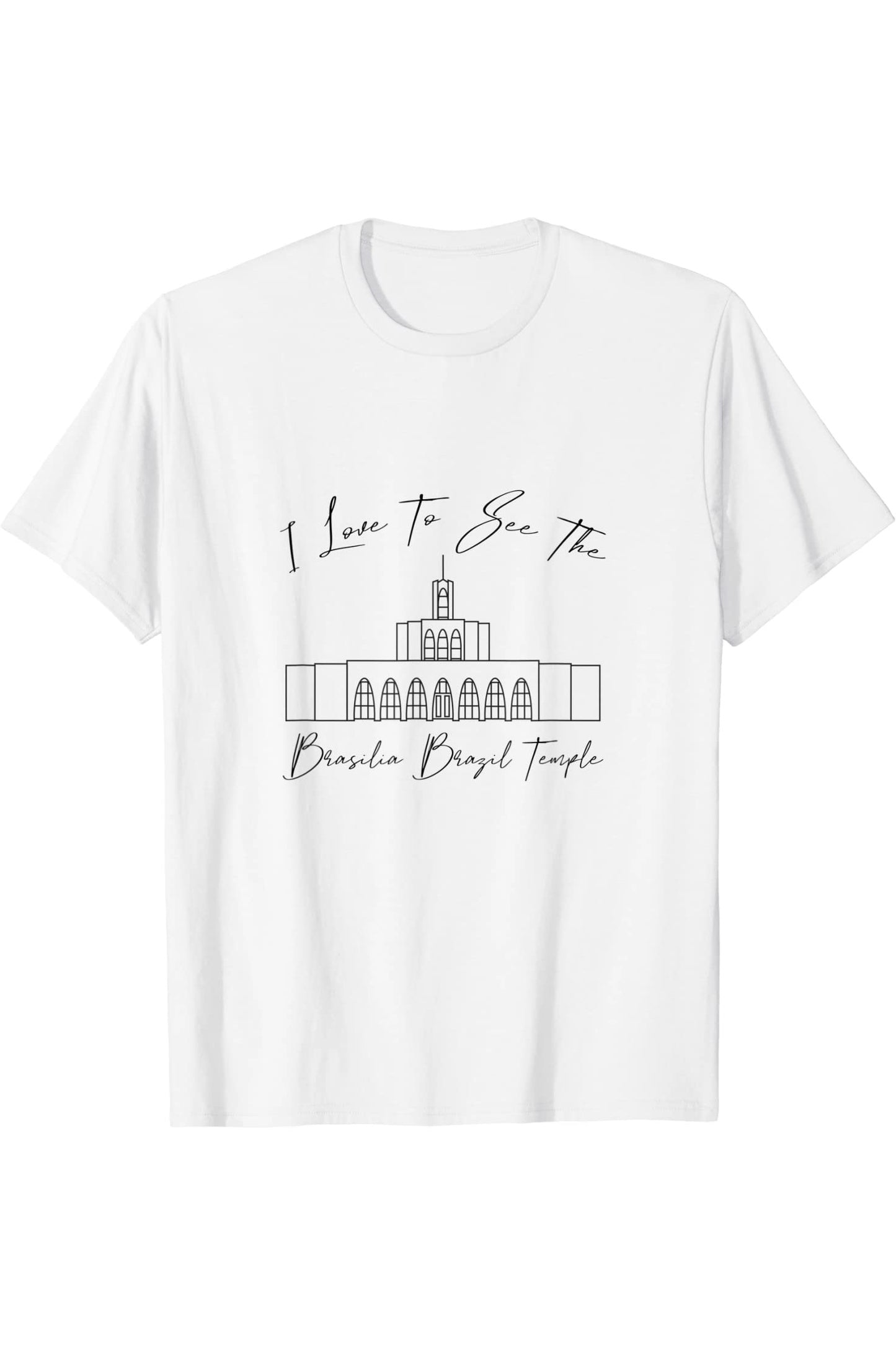 Brasilia Brazil Temple T-Shirt - Calligraphy Style (English) US
