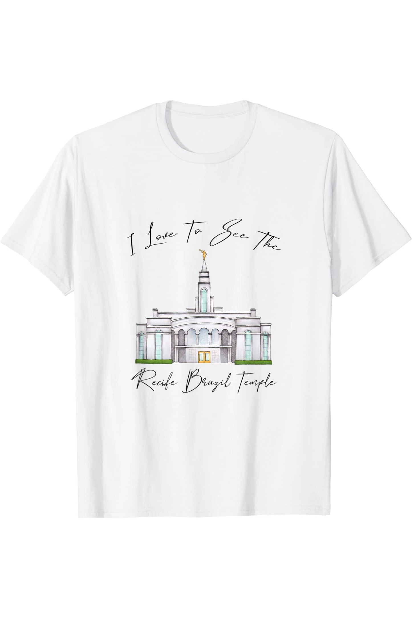 Recife Brazil Temple T-Shirt - Calligraphy Style (English) US