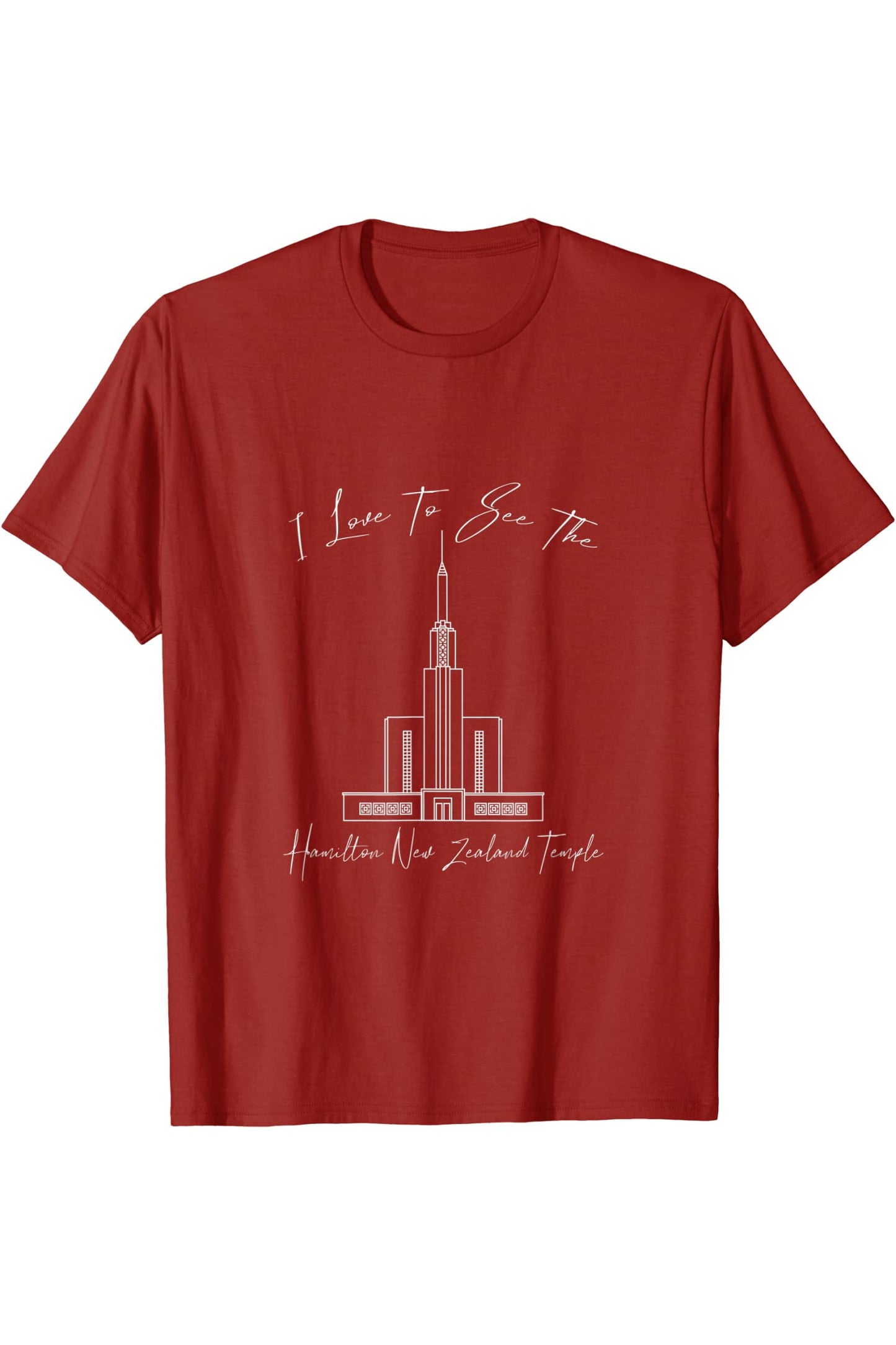 Hamilton New Zealand Temple T-Shirt - Calligraphy Style (English) US