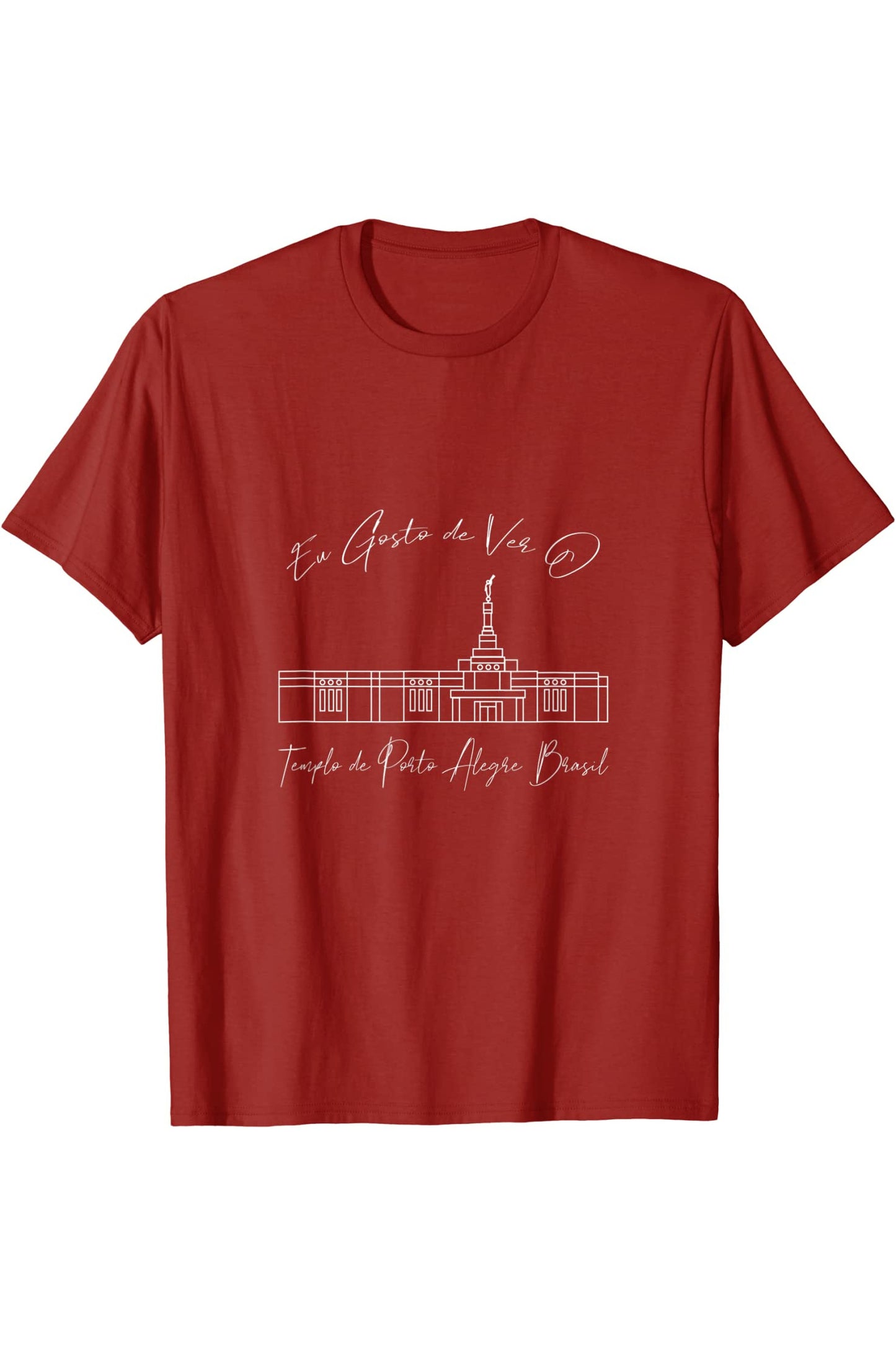 Porto Alegre Brazil Temple T-Shirt - Calligraphy Style (Portuguese) US