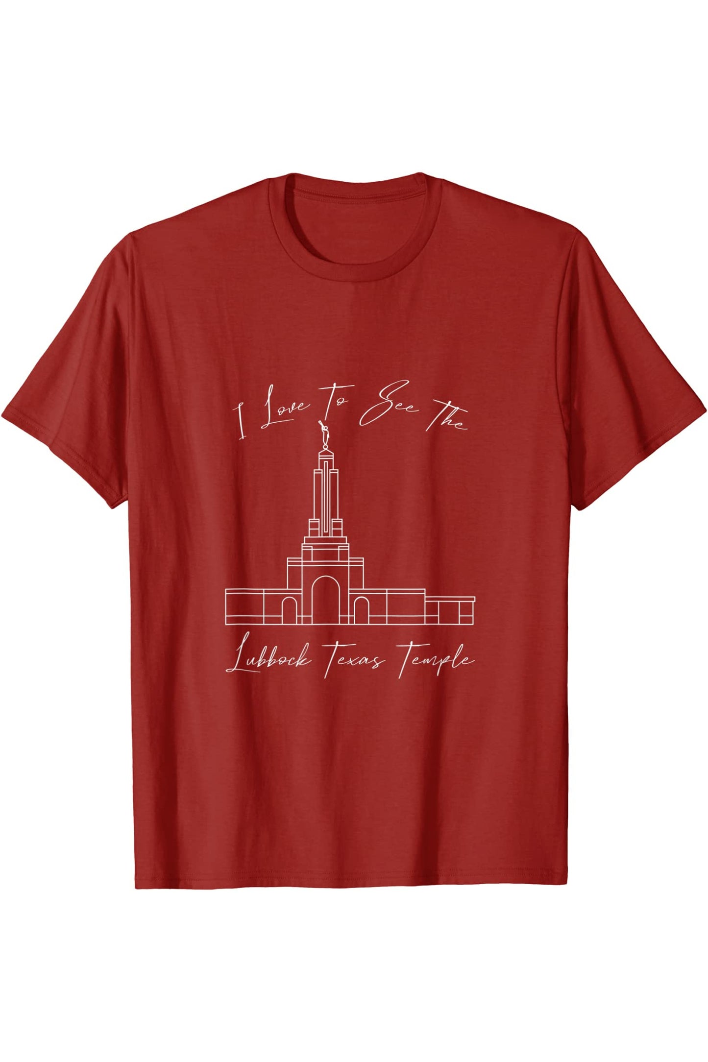 Lubbock Texas Temple T-Shirt - Calligraphy Style (English) US