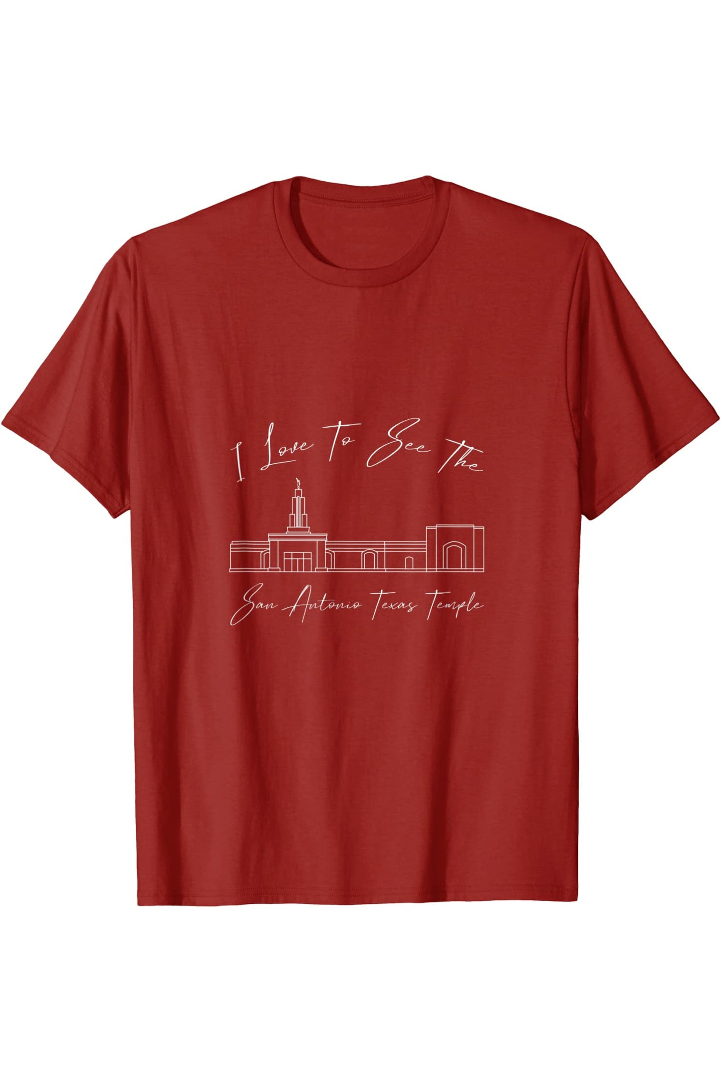 San Antonio Texas Temple T-Shirt - Calligraphy Style (English) US
