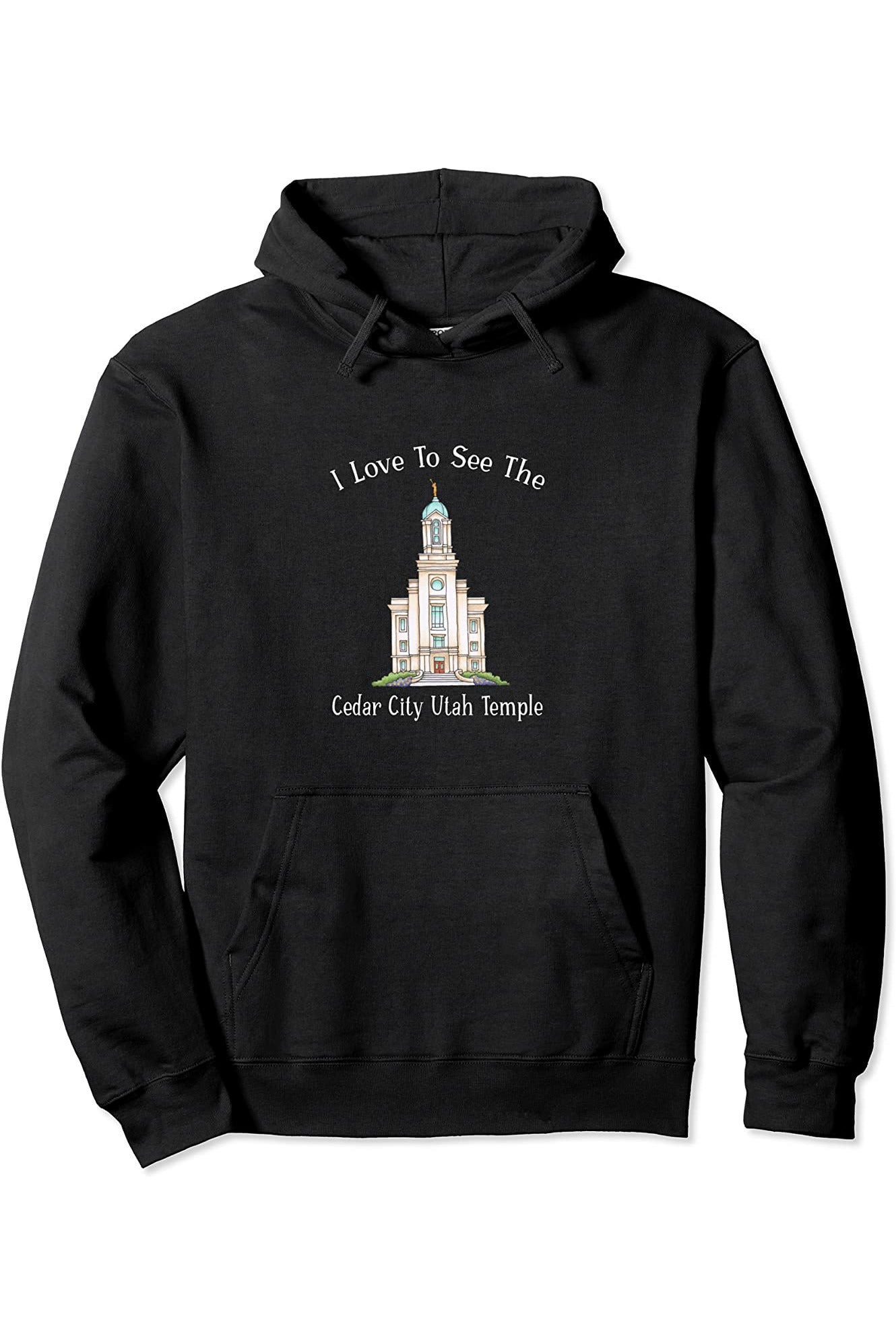 Cedar City Utah Temple Pullover Hoodie - Happy Style (English) US