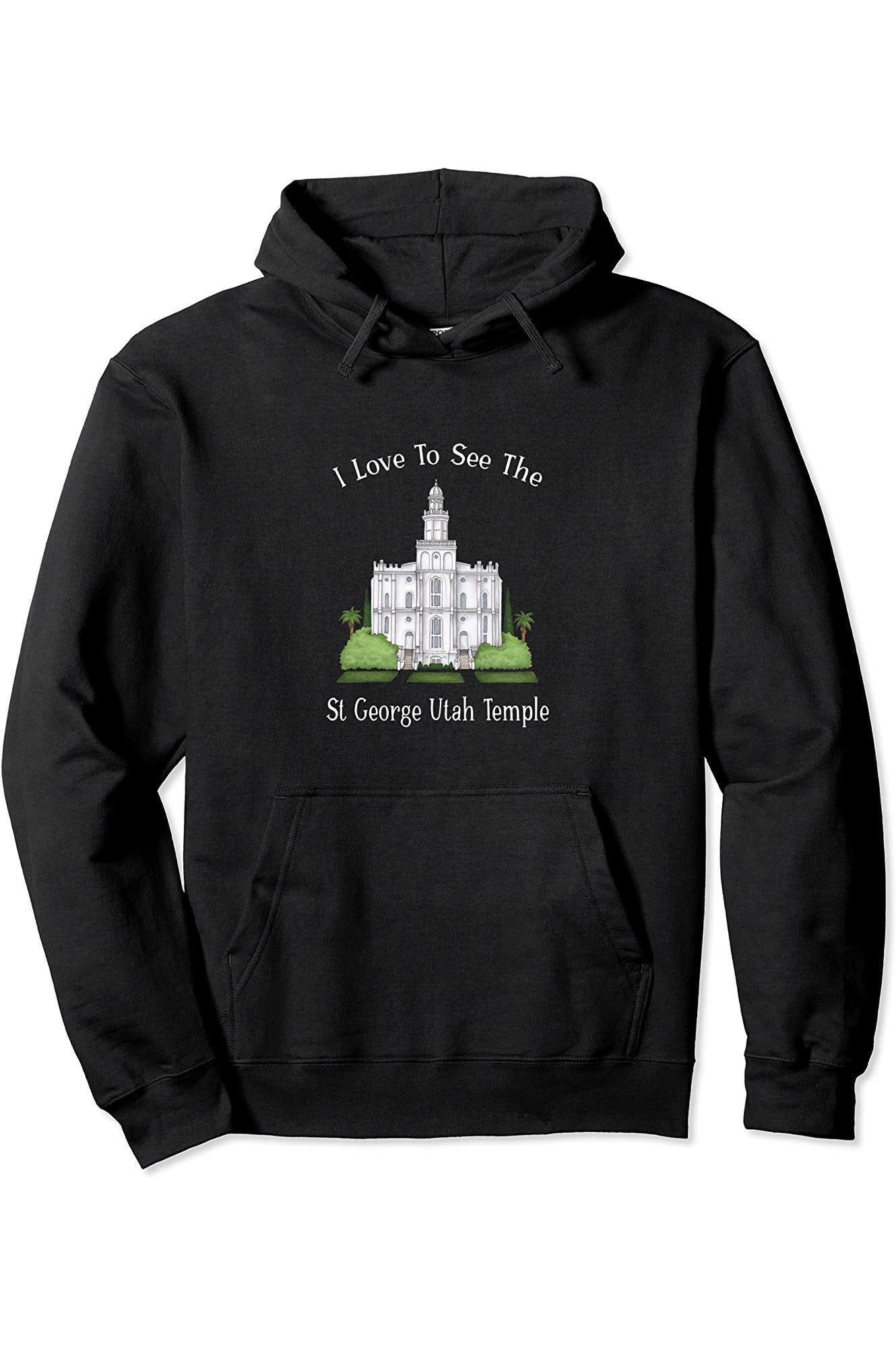 St George Utah Temple Pullover Hoodie - Happy Style (English) US