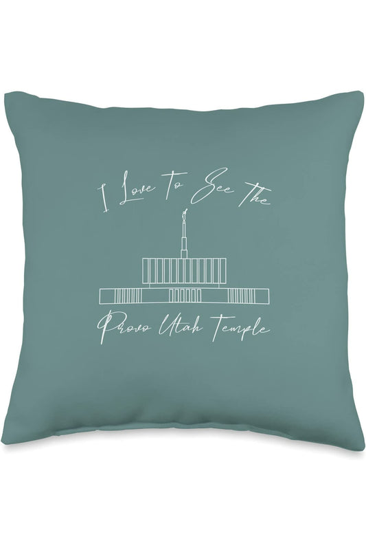 Provo Utah Temple Throw Pillows - Calligraphy Style (English) US