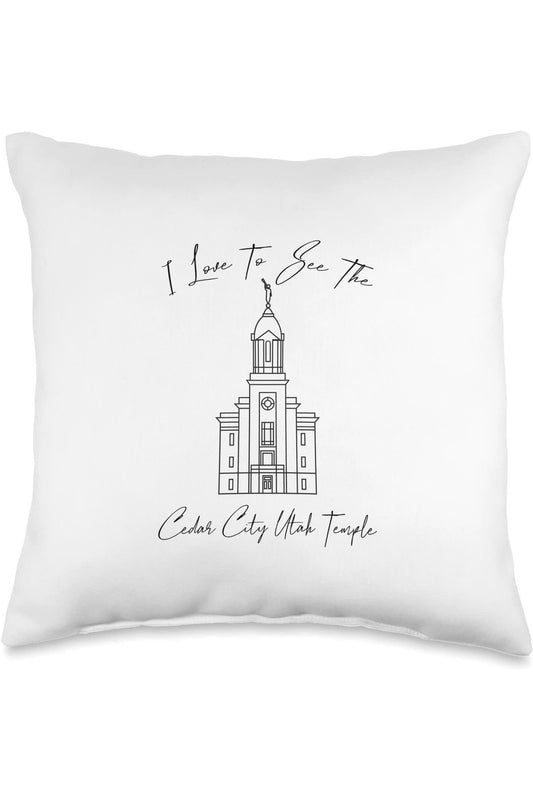 Cedar City Utah Temple Throw Pillows - Calligraphy Style (English) US