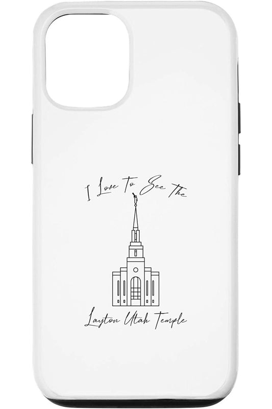 Layton Utah Temple Apple iPhone Cases - Calligraphy Style (English) US