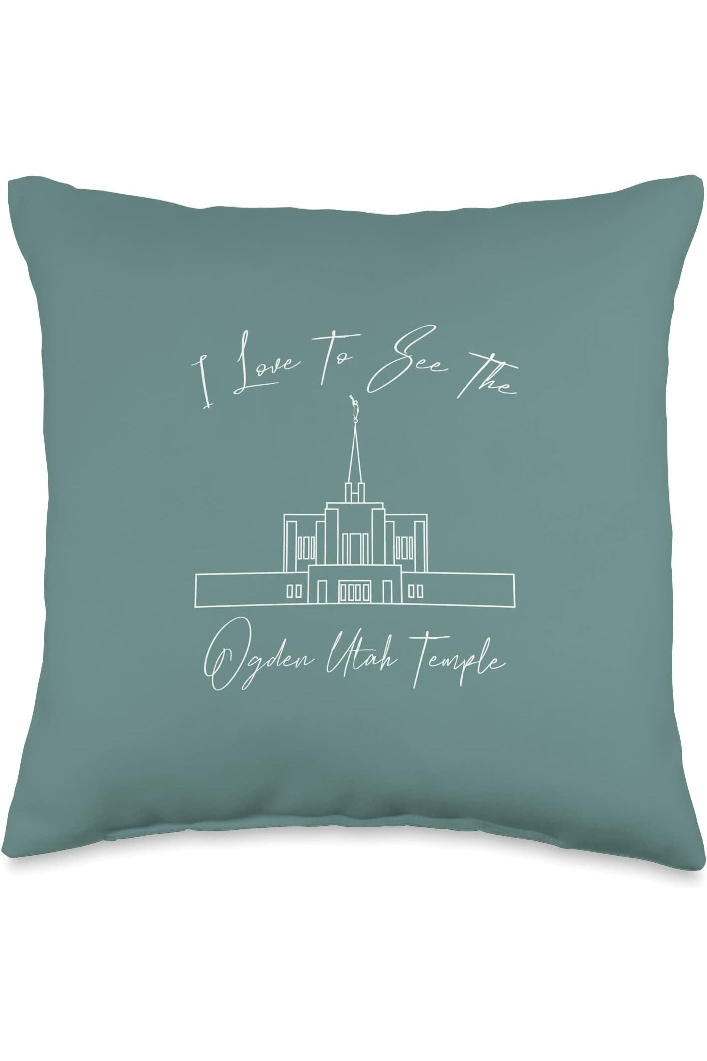 Ogden Utah Temple Throw Pillows - Calligraphy Style (English) US