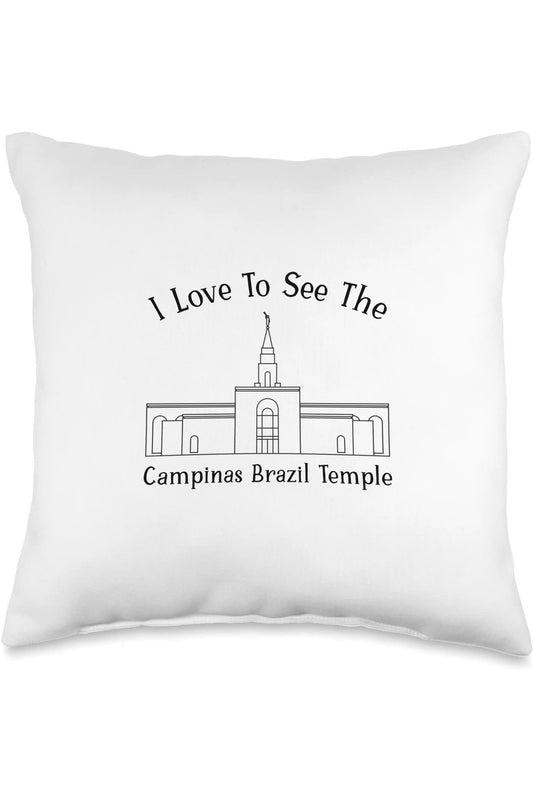 Campinas Brazil Temple Throw Pillows - Happy Style (English) US