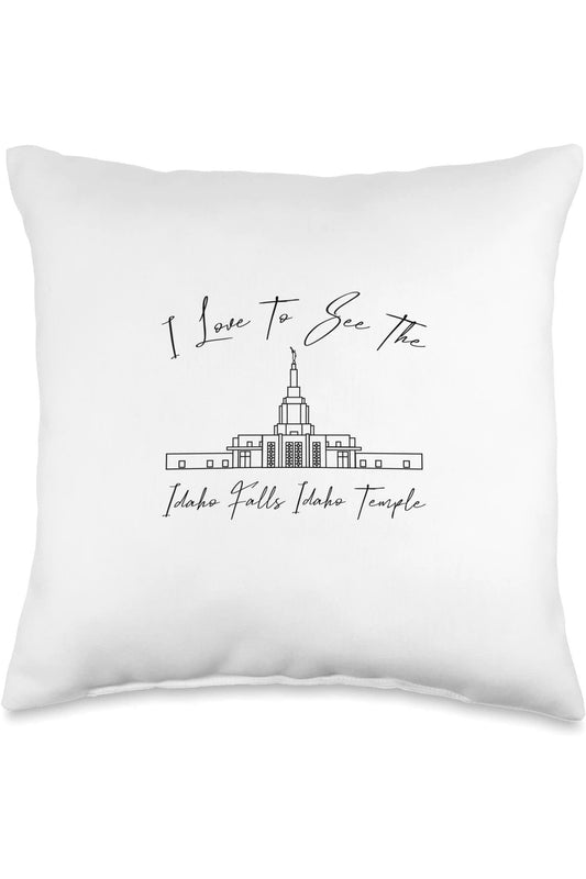 Idaho Falls Idaho Temple Throw Pillows - Calligraphy Style (English) US