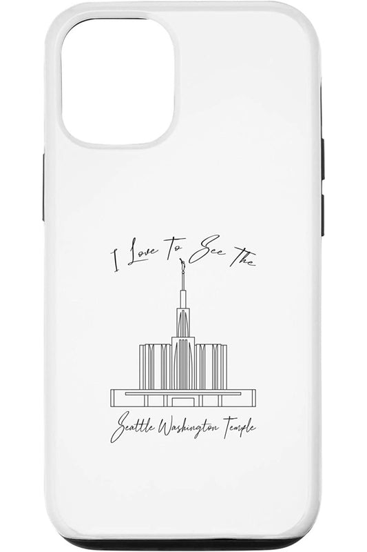 Seattle Washington Temple Apple iPhone Cases - Calligraphy Style (English) US