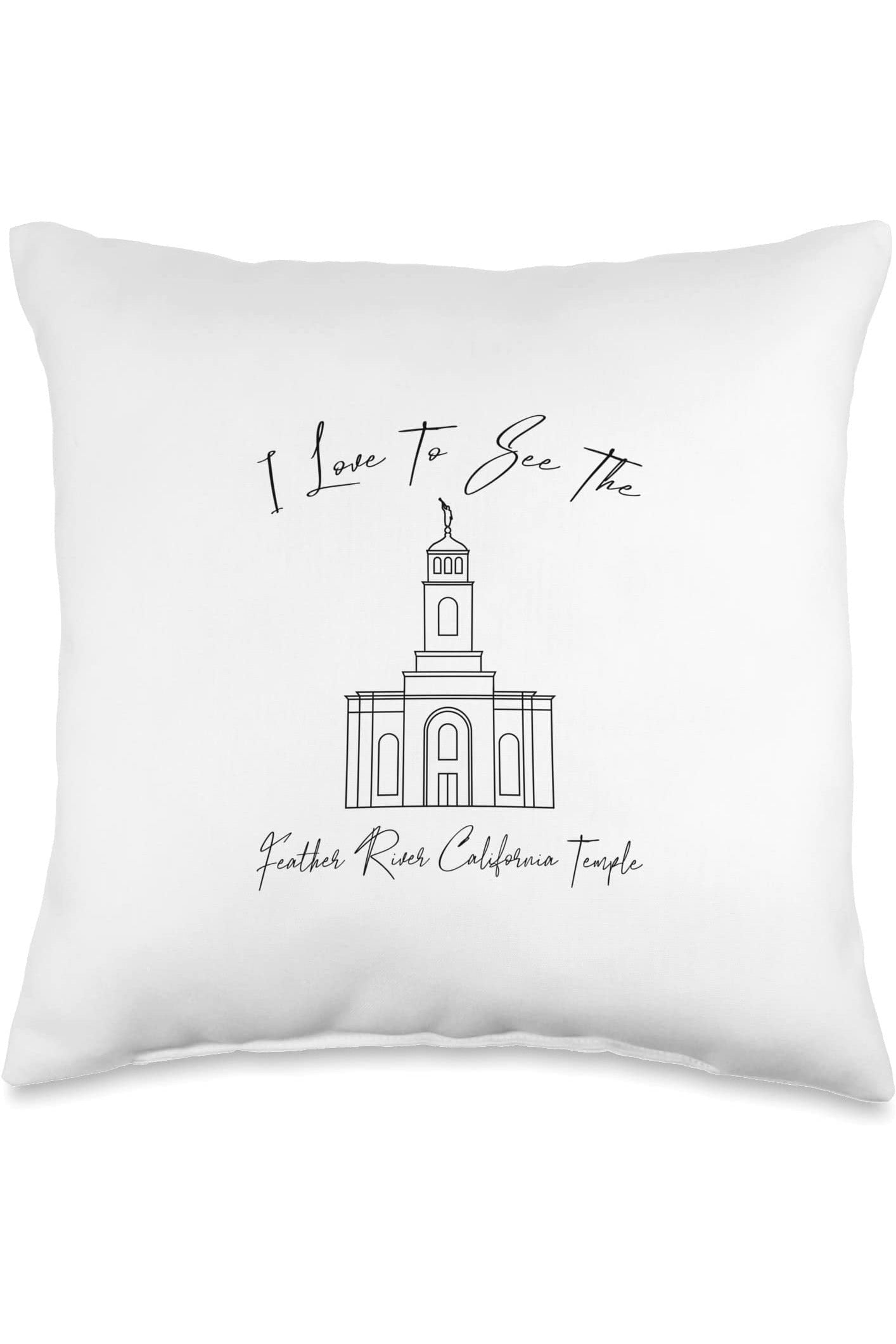 Feather River California Temple Throw Pillows - Calligraphy Style (English) US