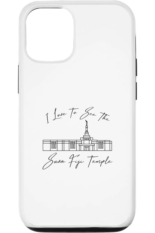 Suva Fiji Temple Apple iPhone Cases - Calligraphy Style (English) US