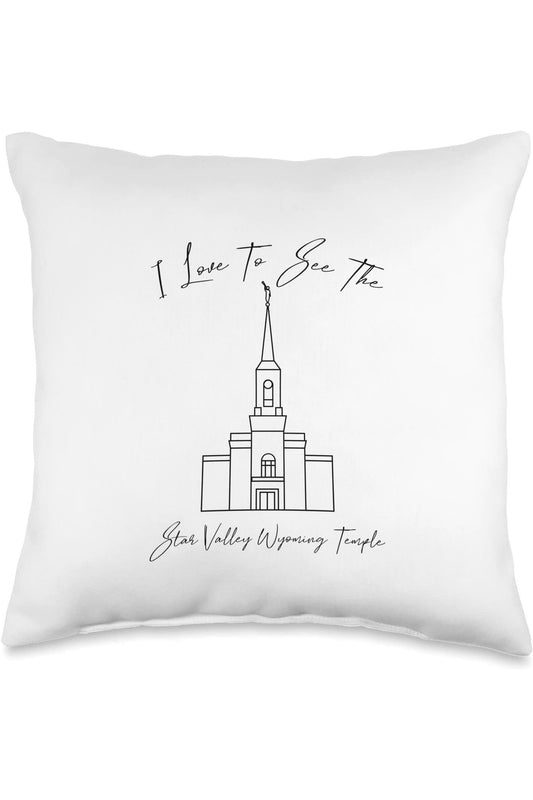 Star Valley Wyoming Temple Throw Pillows - Calligraphy Style (English) US
