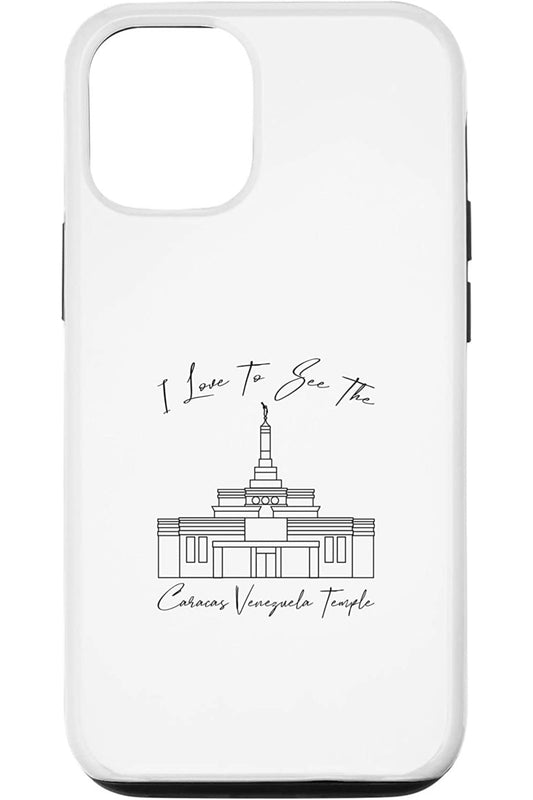 Caracas Venezuela Temple Apple iPhone Cases - Calligraphy Style (English) US