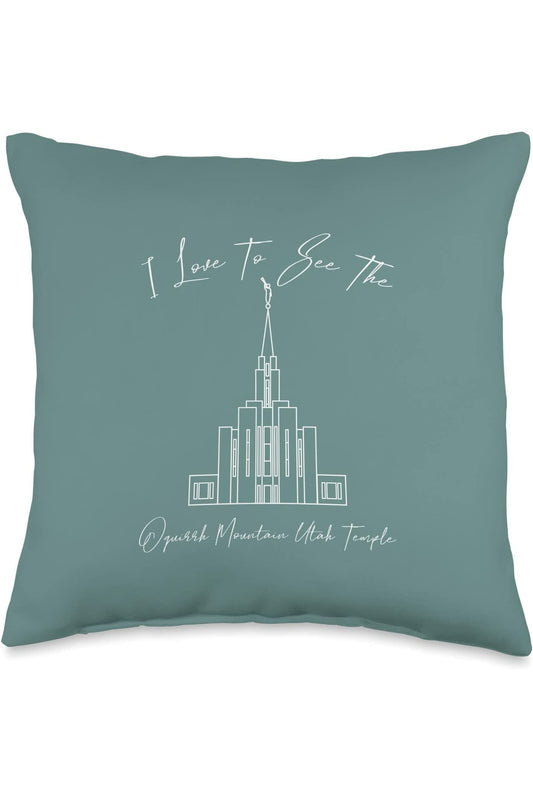Oquirrh Mountain Utah Temple Throw Pillows - Calligraphy Style (English) US