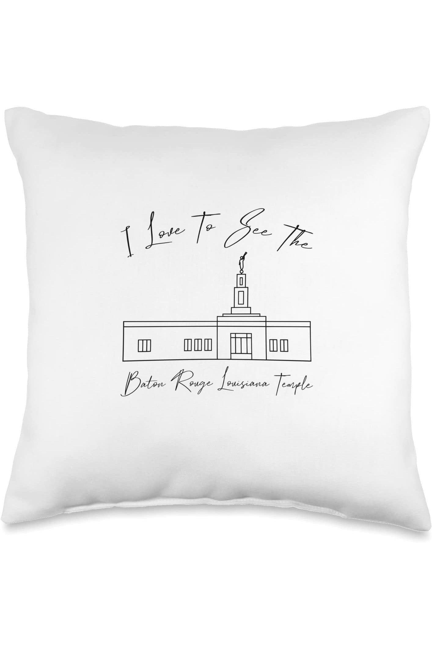 Baton Rouge Louisiana Temple Throw Pillows - Calligraphy Style (English) US
