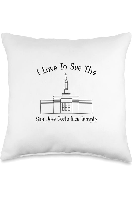 San Jose Costa Rica Temple Throw Pillows - Happy Style (English) US