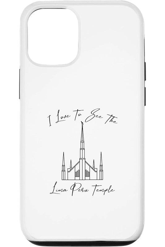 Lima Peru Temple Apple iPhone Cases - Calligraphy Style (English) US