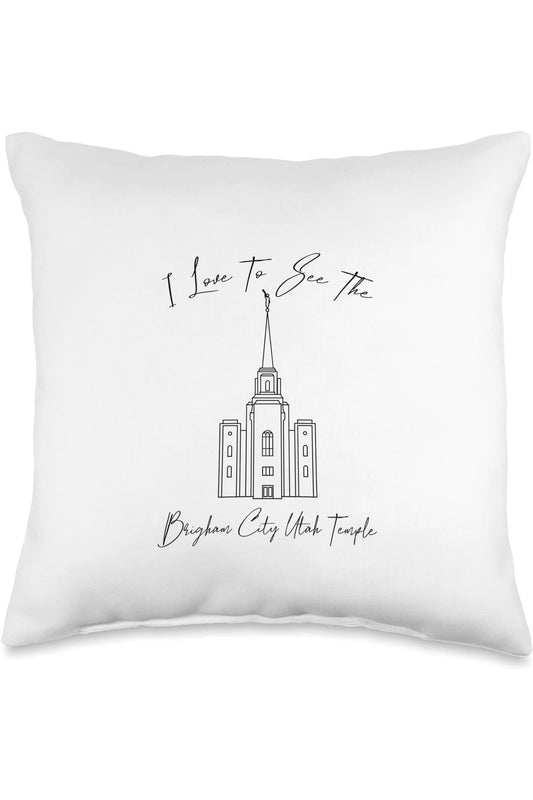Brigham City Utah Temple Throw Pillows - Calligraphy Style (English) US