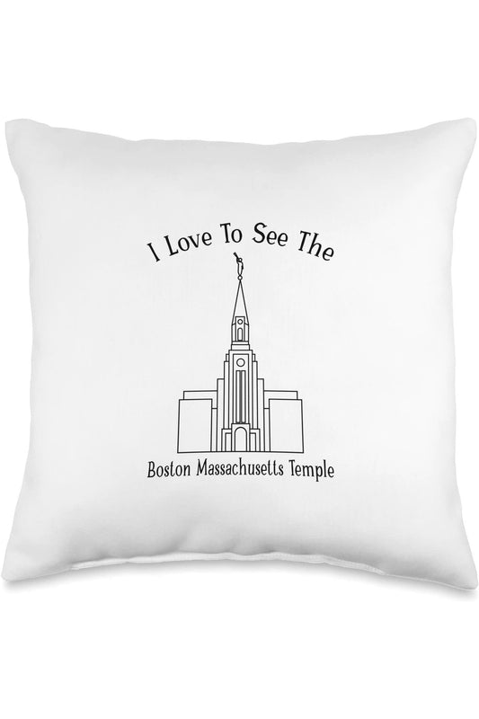 Boston Massachusetts Temple Throw Pillows - Happy Style (English) US