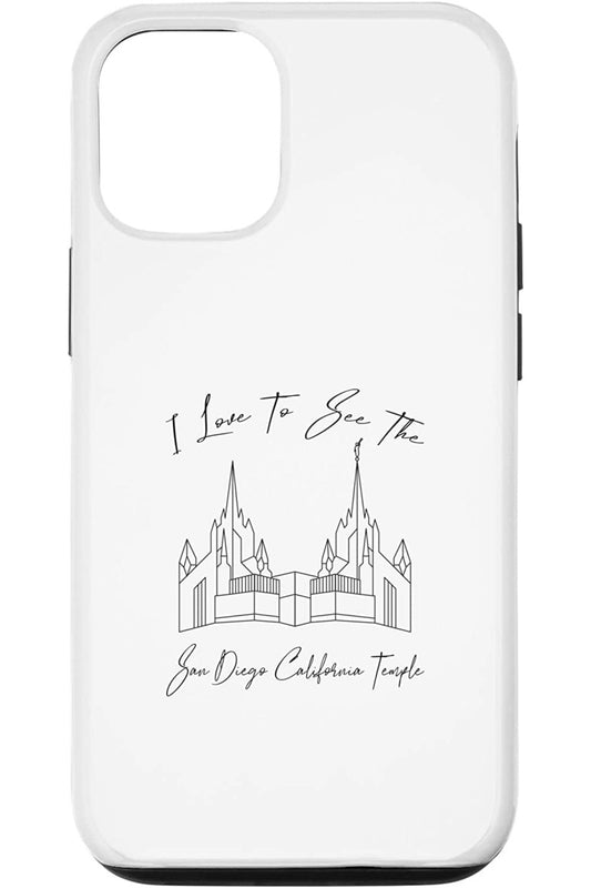 San Diego California Temple Apple iPhone Cases - Calligraphy Style (English) US