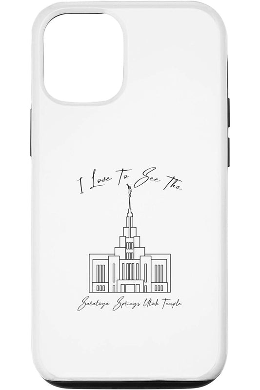 Saratoga Springs Utah Temple Apple iPhone Cases - Calligraphy Style (English) US
