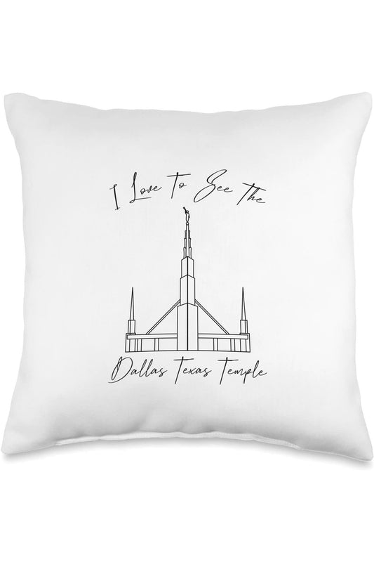 Dallas Texas Temple Throw Pillows - Calligraphy Style (English) US