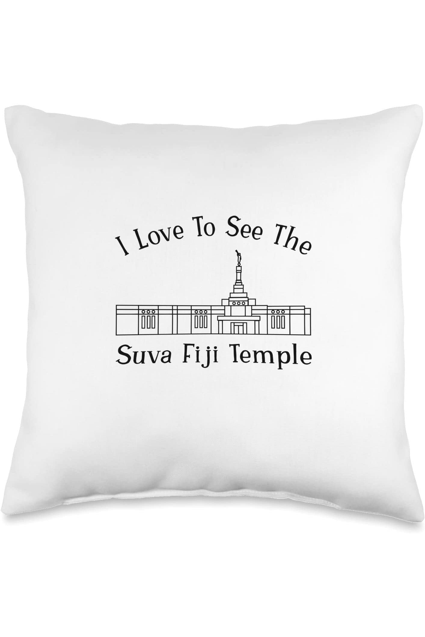 Suva Fiji Temple Throw Pillows - Happy Style (English) US